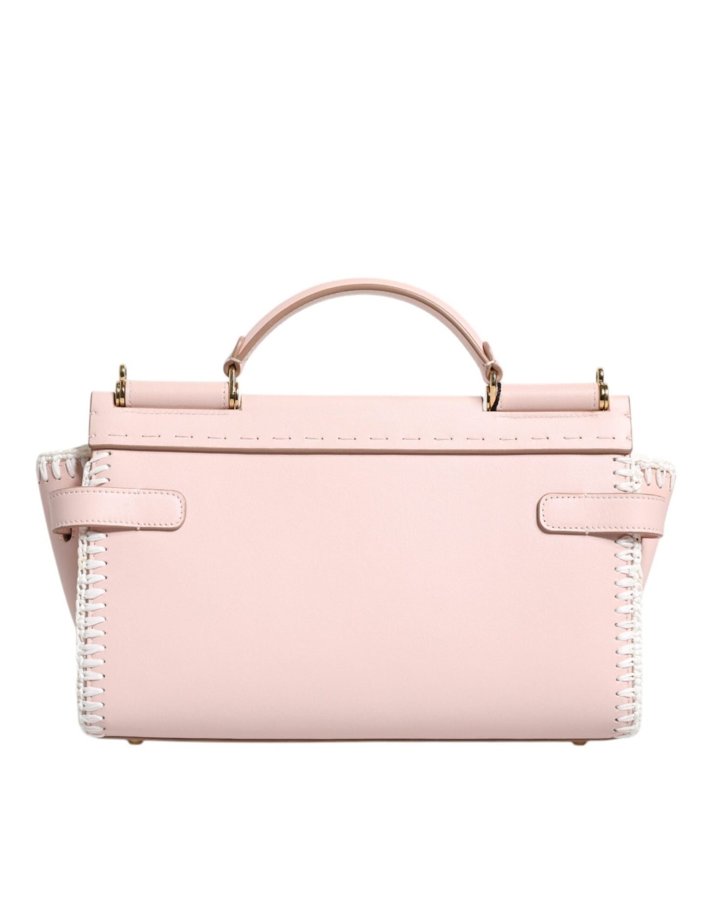 Dolce & Gabbana Light Pink Logo Plaque Soft Leather Strap Crossbody Bag - Sandy Store ByNet