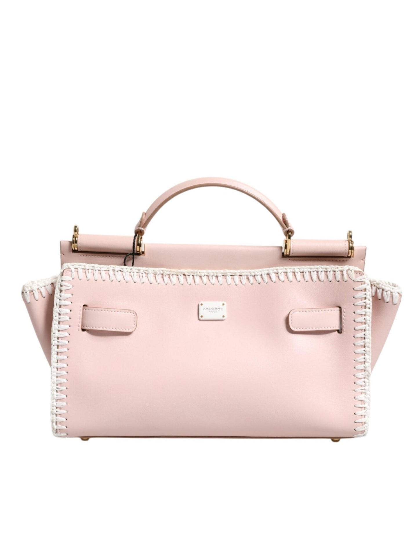 Dolce & Gabbana Light Pink Logo Plaque Soft Leather Strap Crossbody Bag - Sandy Store ByNet