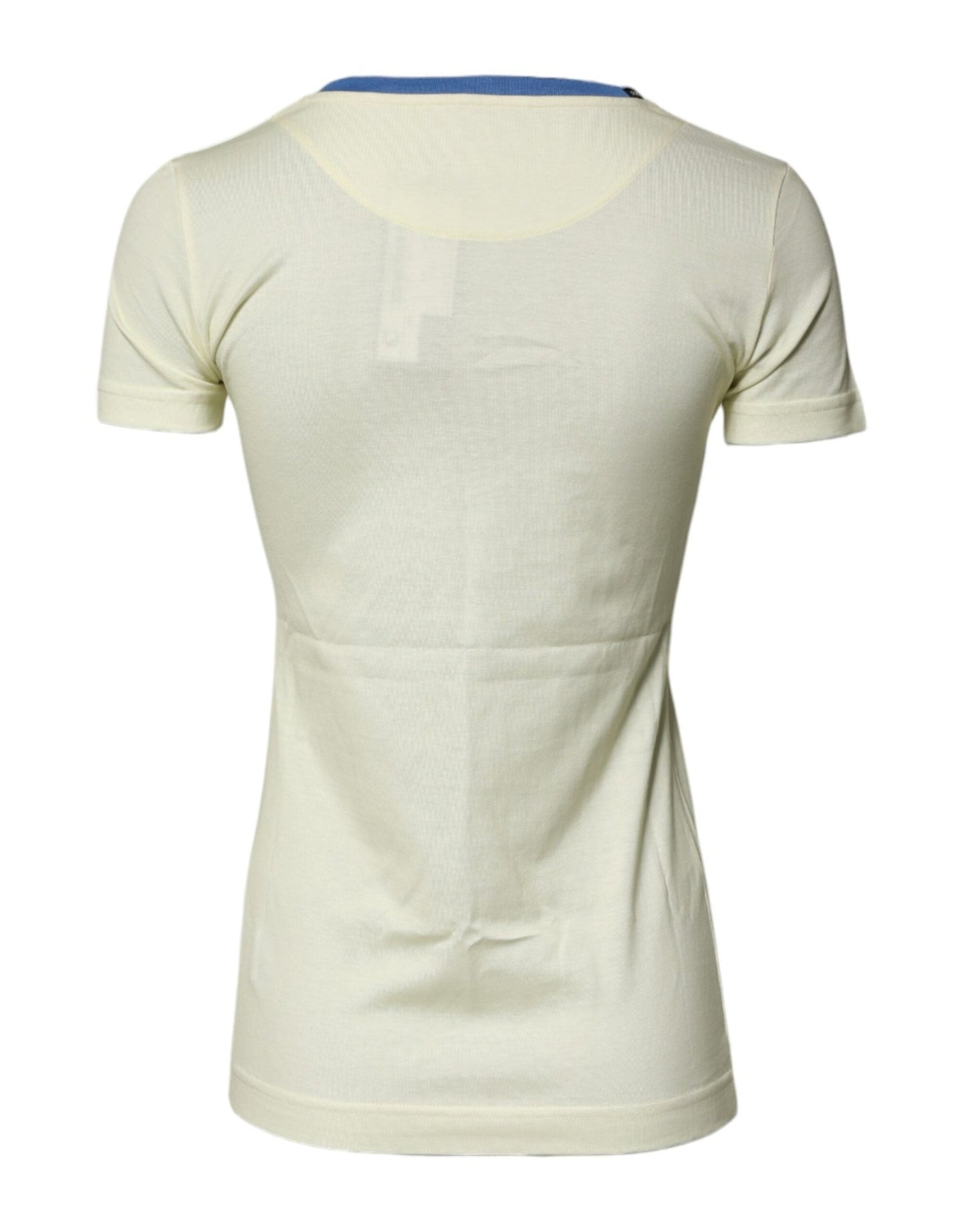 Dolce & Gabbana Light Yellow Cotton Short Sleeve T-shirt - Sandy Store ByNet