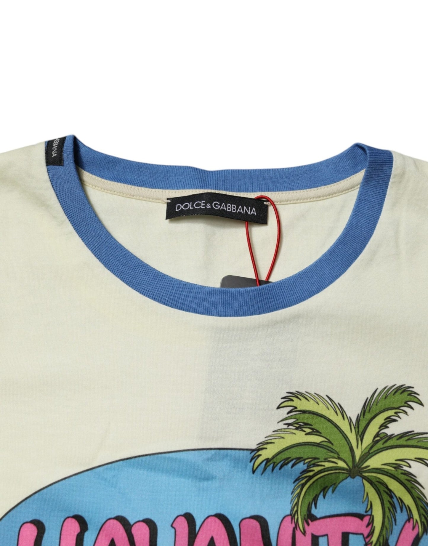 Dolce & Gabbana Light Yellow Cotton Short Sleeve T-shirt - Sandy Store ByNet