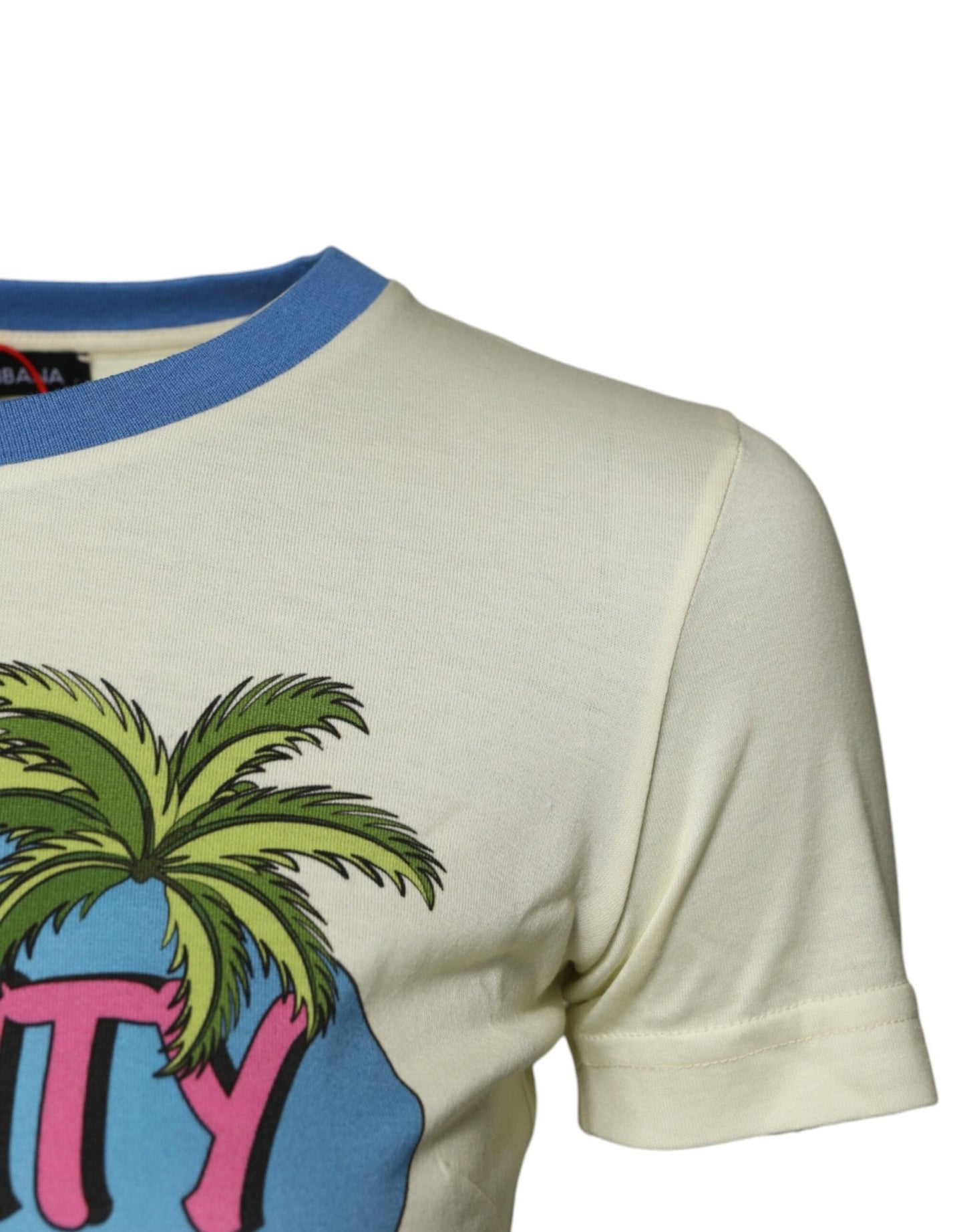 Dolce & Gabbana Light Yellow Cotton Short Sleeve T-shirt - Sandy Store ByNet