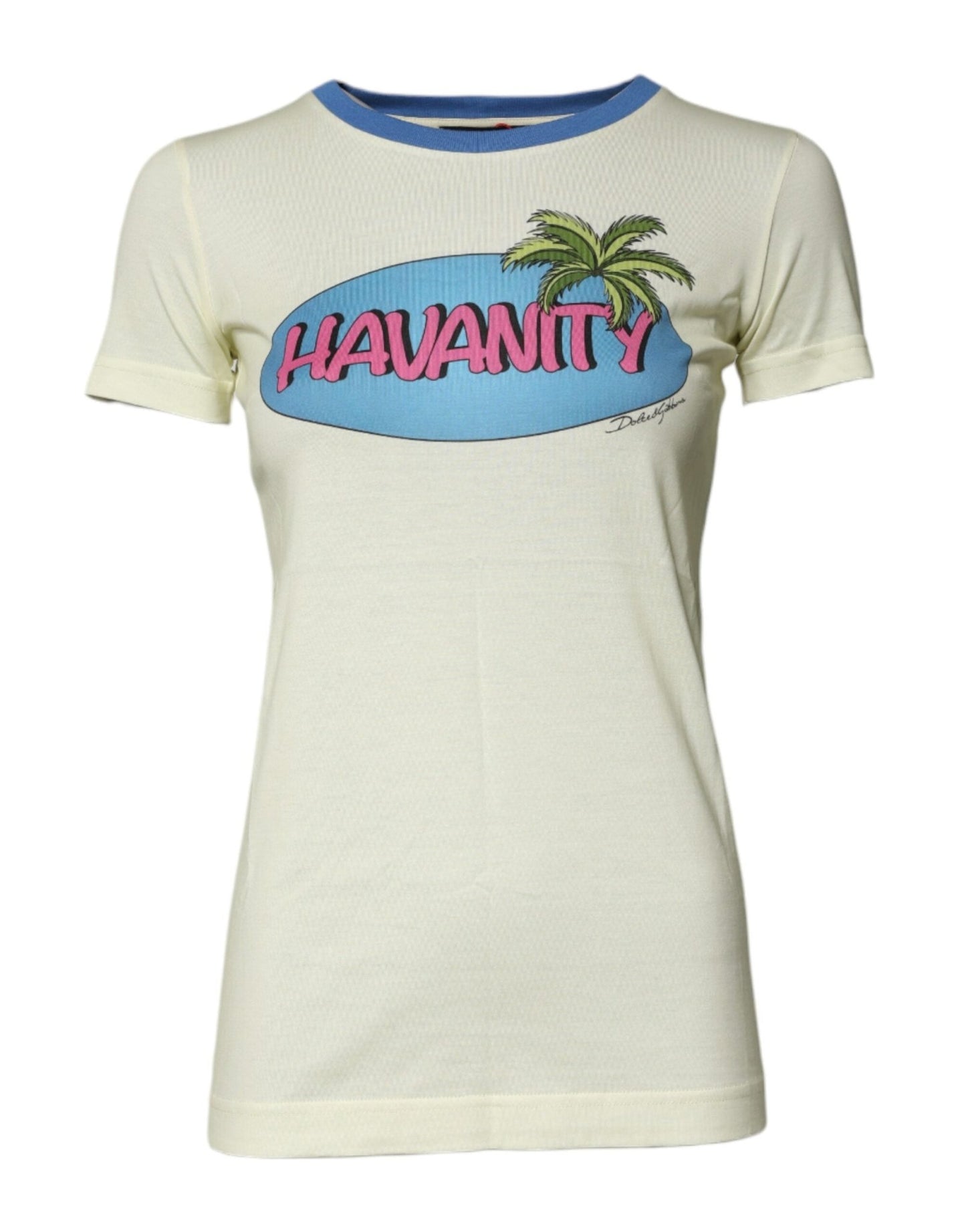 Dolce & Gabbana Light Yellow Cotton Short Sleeve T-shirt - Sandy Store ByNet