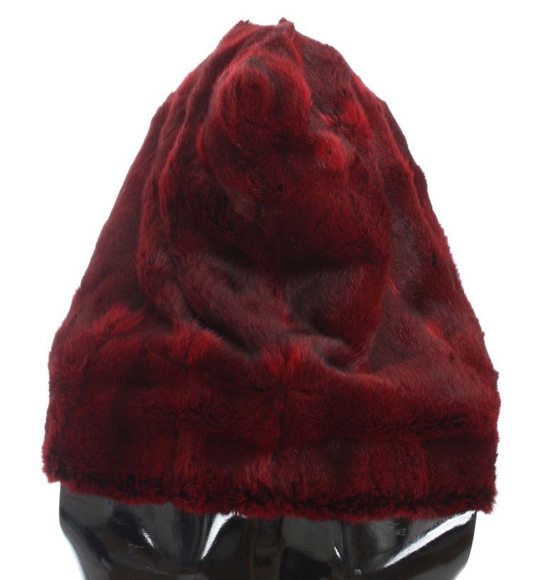 Dolce & Gabbana Luxurious Bordeaux Fur Hooded Scarf Wrap - Sandy Store ByNet