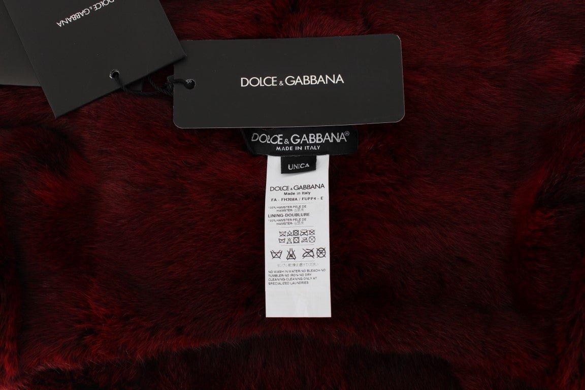 Dolce & Gabbana Luxurious Bordeaux Fur Hooded Scarf Wrap - Sandy Store ByNet