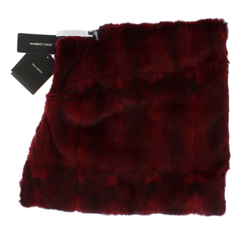 Dolce & Gabbana Luxurious Bordeaux Fur Hooded Scarf Wrap - Sandy Store ByNet