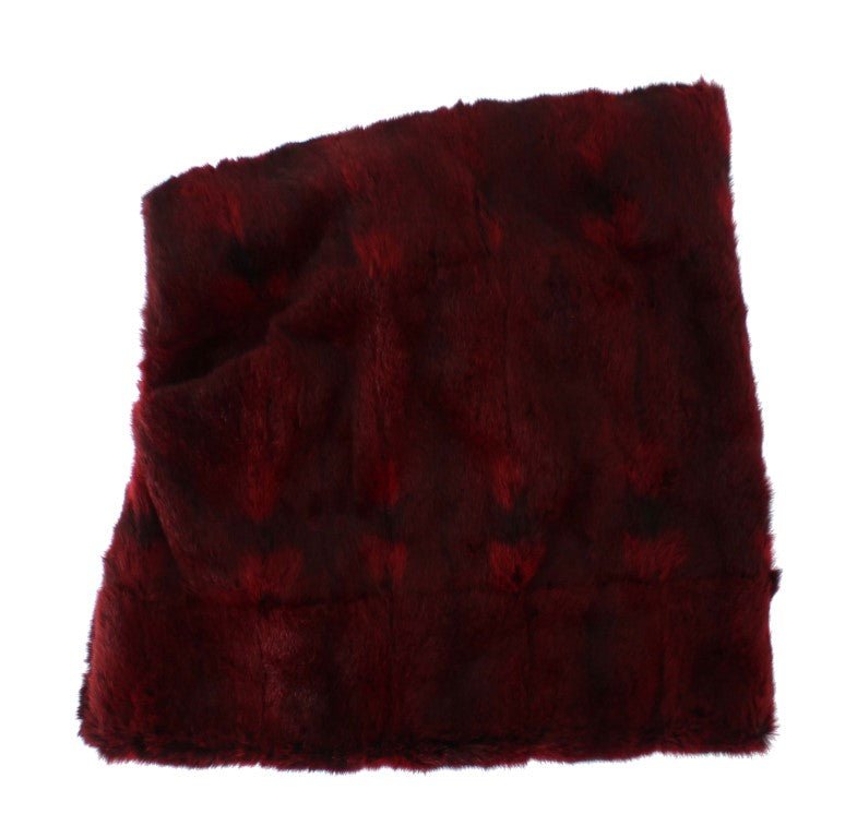 Dolce & Gabbana Luxurious Bordeaux Fur Hooded Scarf Wrap - Sandy Store ByNet