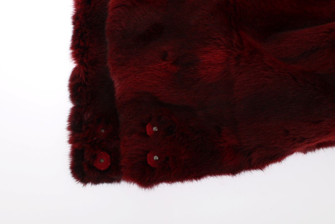 Dolce & Gabbana Luxurious Bordeaux Fur Hooded Scarf Wrap - Sandy Store ByNet