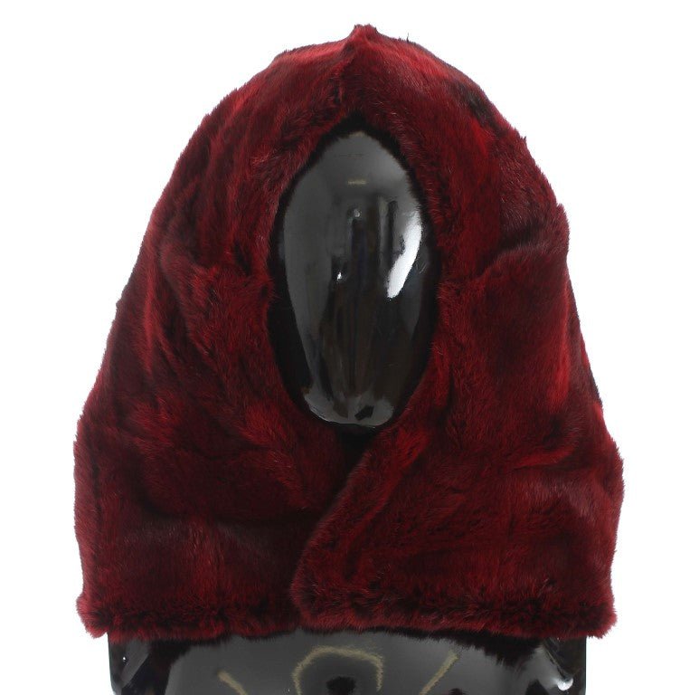 Dolce & Gabbana Luxurious Bordeaux Fur Hooded Scarf Wrap - Sandy Store ByNet