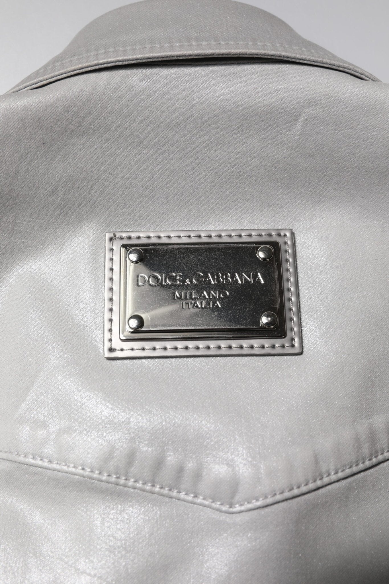 Dolce & Gabbana Metallic Gray Cotton Button Down Shirt - Sandy Store ByNet