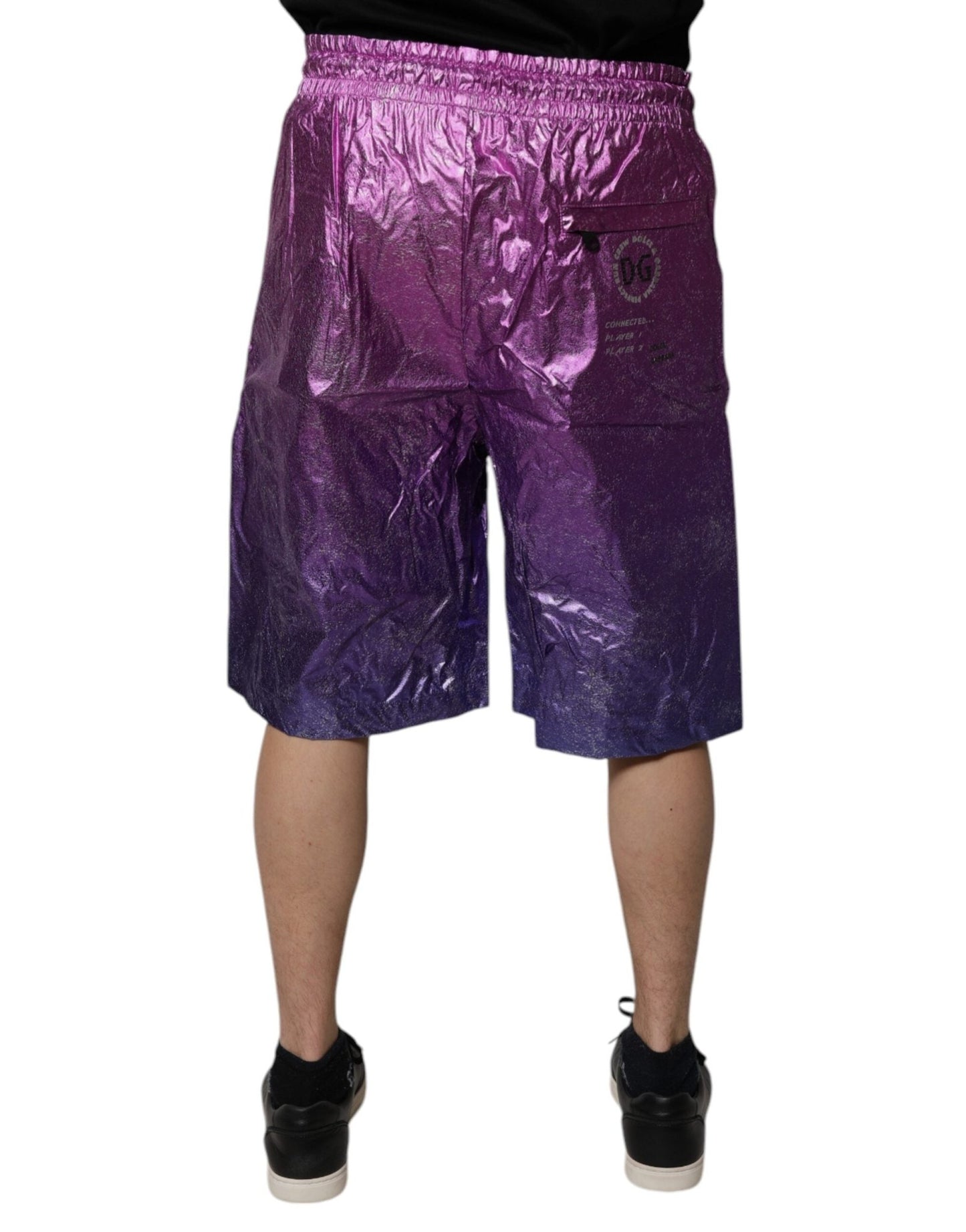 Dolce & Gabbana Metallic Pink Purple Two Tone Bermuda Shorts - Sandy Store ByNet
