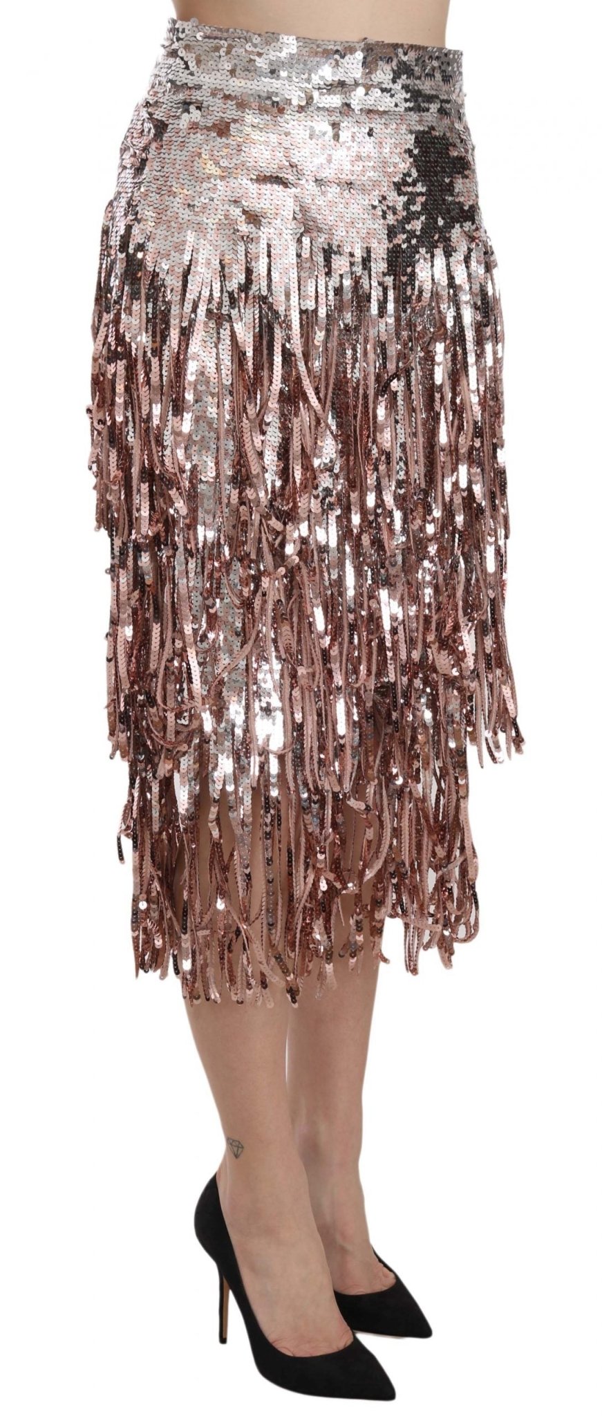 Dolce & Gabbana Metallic Sequin Tulle High - Waist Midi Skirt - Sandy Store ByNet