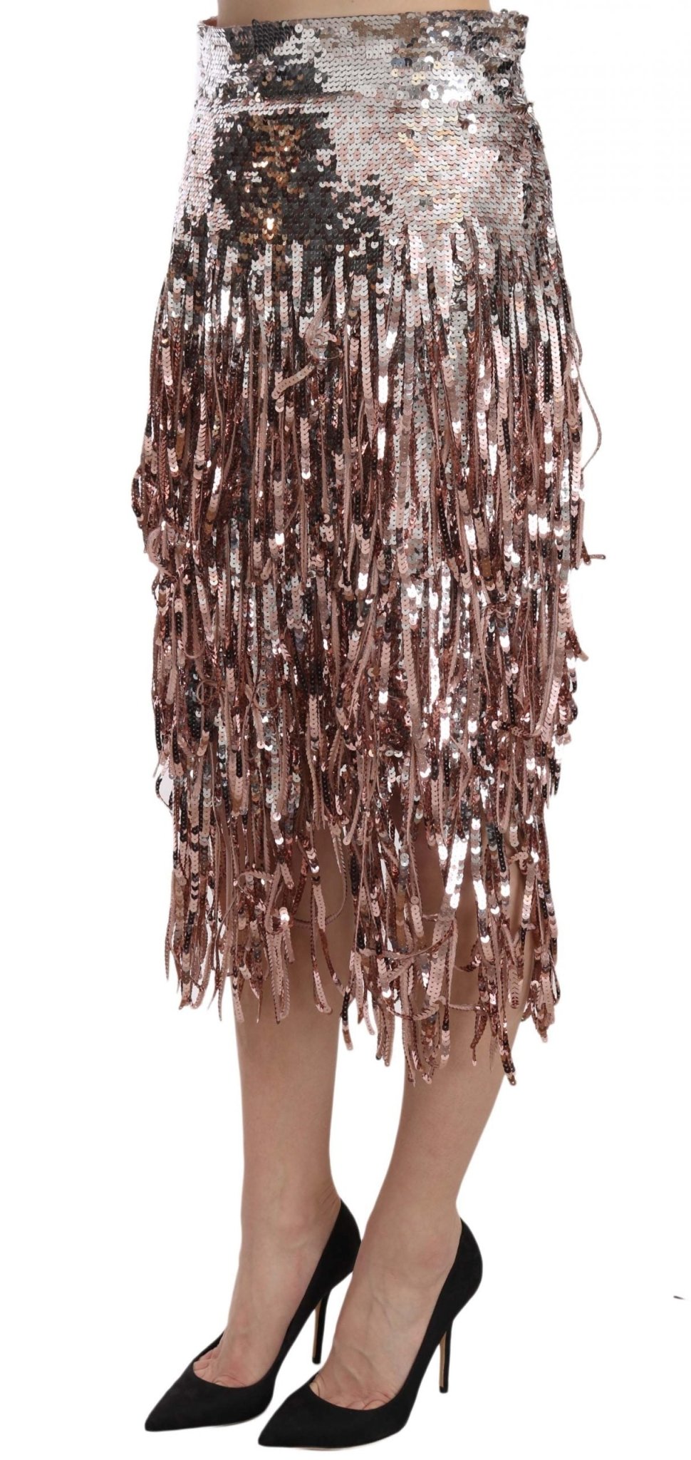 Dolce & Gabbana Metallic Sequin Tulle High - Waist Midi Skirt - Sandy Store ByNet