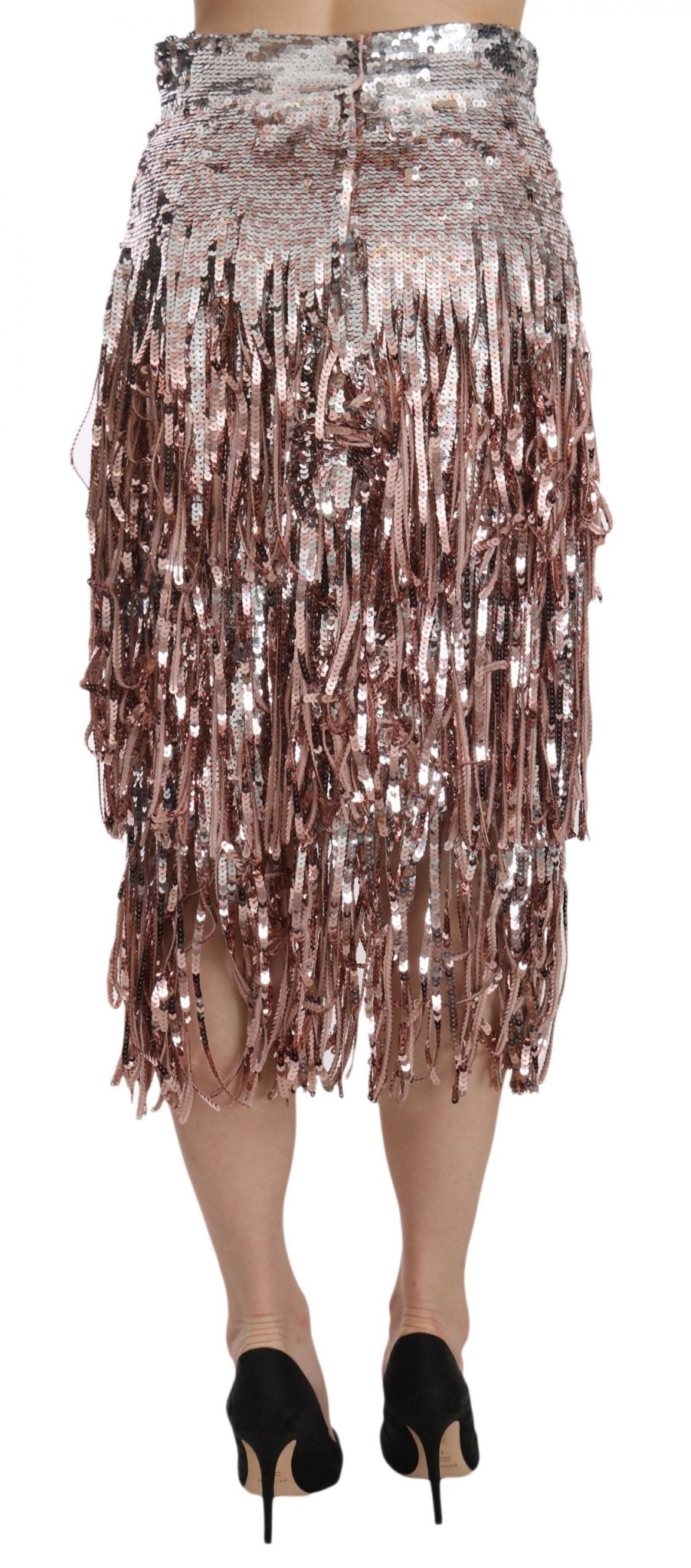 Dolce & Gabbana Metallic Sequin Tulle High - Waist Midi Skirt - Sandy Store ByNet