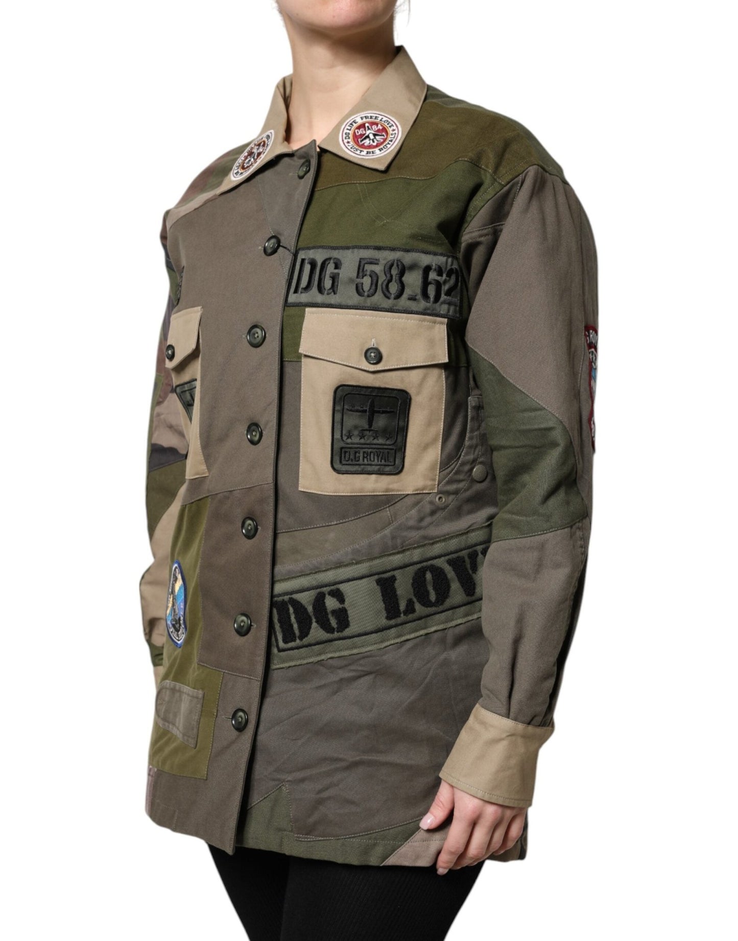 Dolce & Gabbana Military Green Cotton Button Down Jacket - Sandy Store ByNet