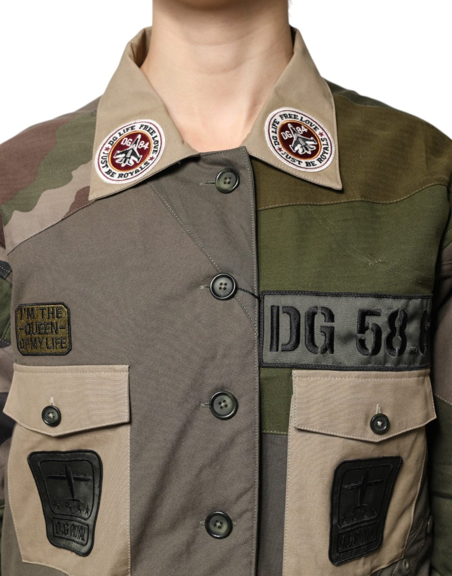 Dolce & Gabbana Military Green Cotton Button Down Jacket - Sandy Store ByNet