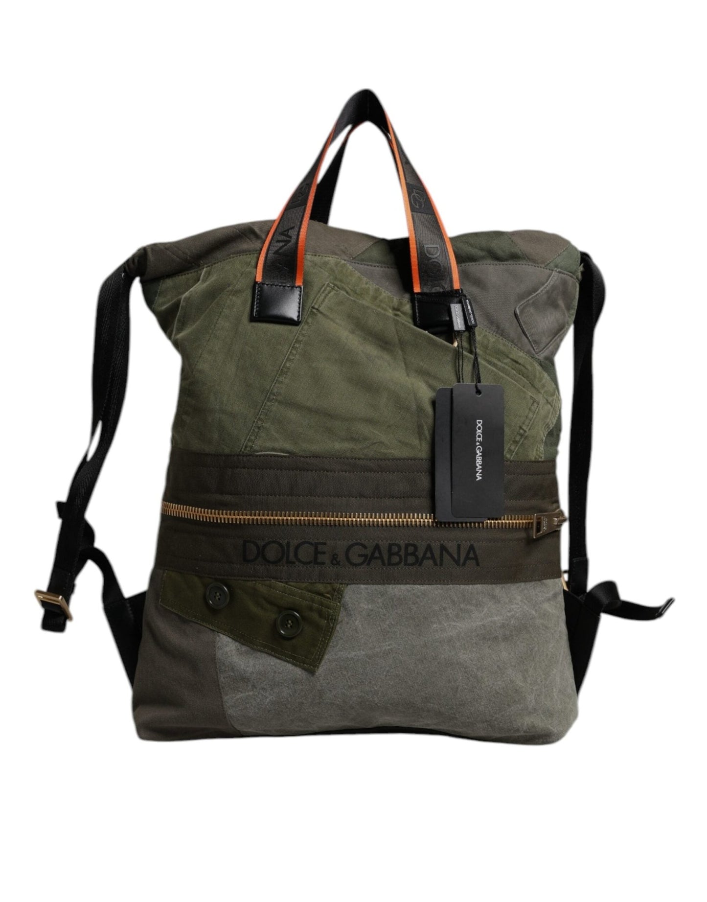 Dolce & Gabbana Military Green Patchwork Rucksack Backpack Bag - Sandy Store ByNet