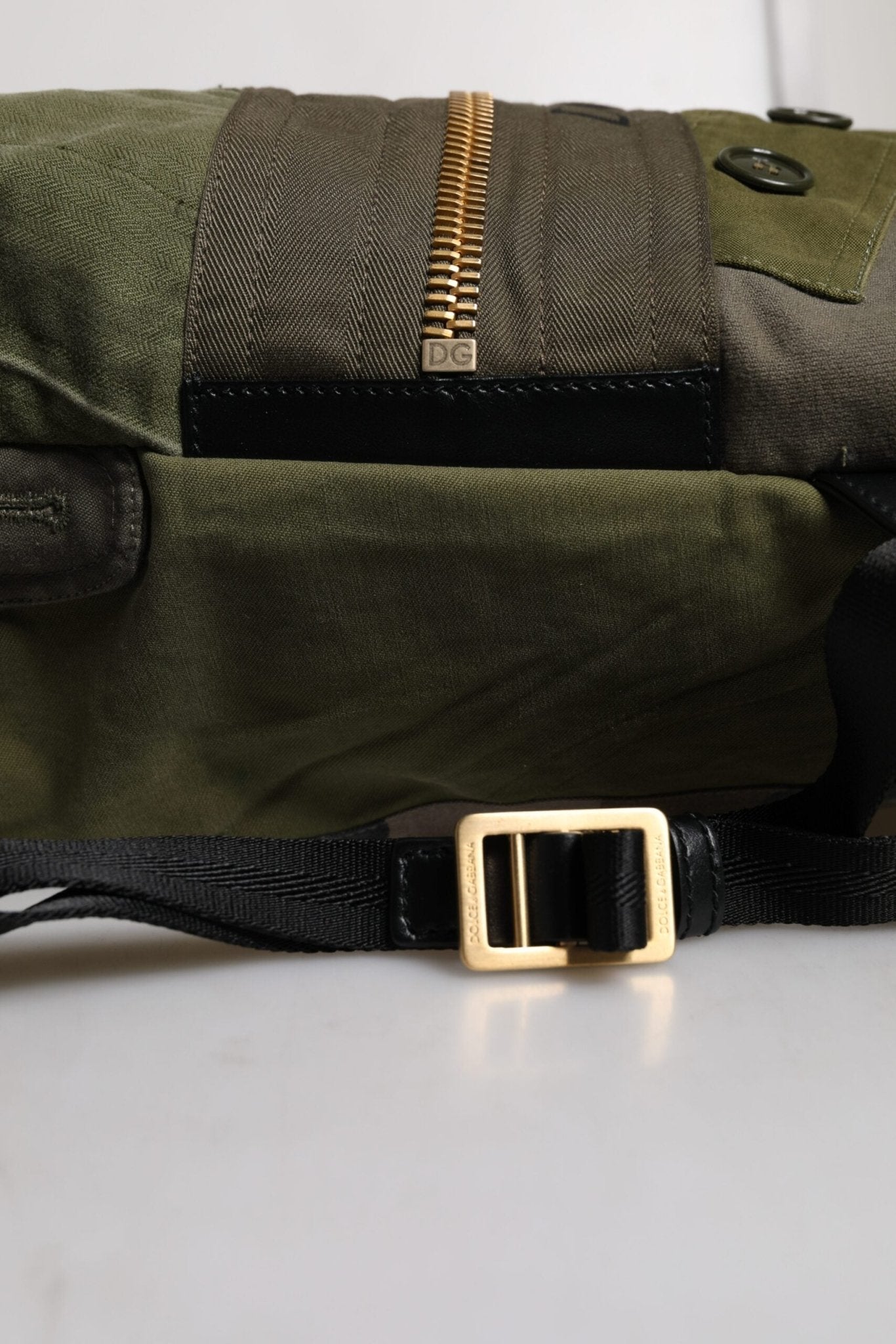Dolce & Gabbana Military Green Patchwork Rucksack Backpack Bag - Sandy Store ByNet