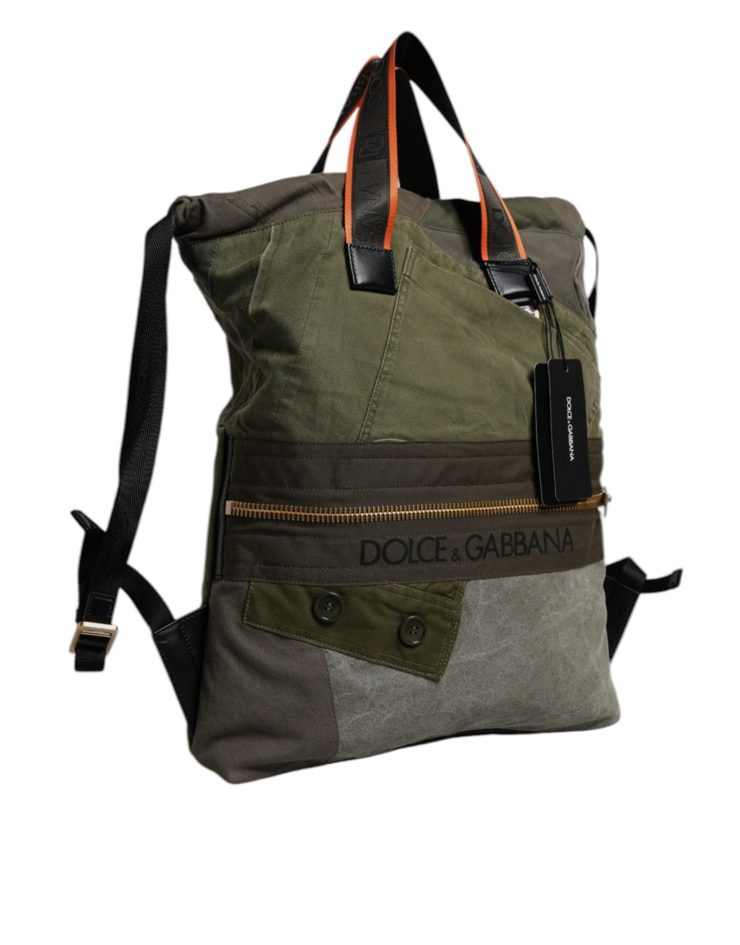 Dolce & Gabbana Military Green Patchwork Rucksack Backpack Bag - Sandy Store ByNet