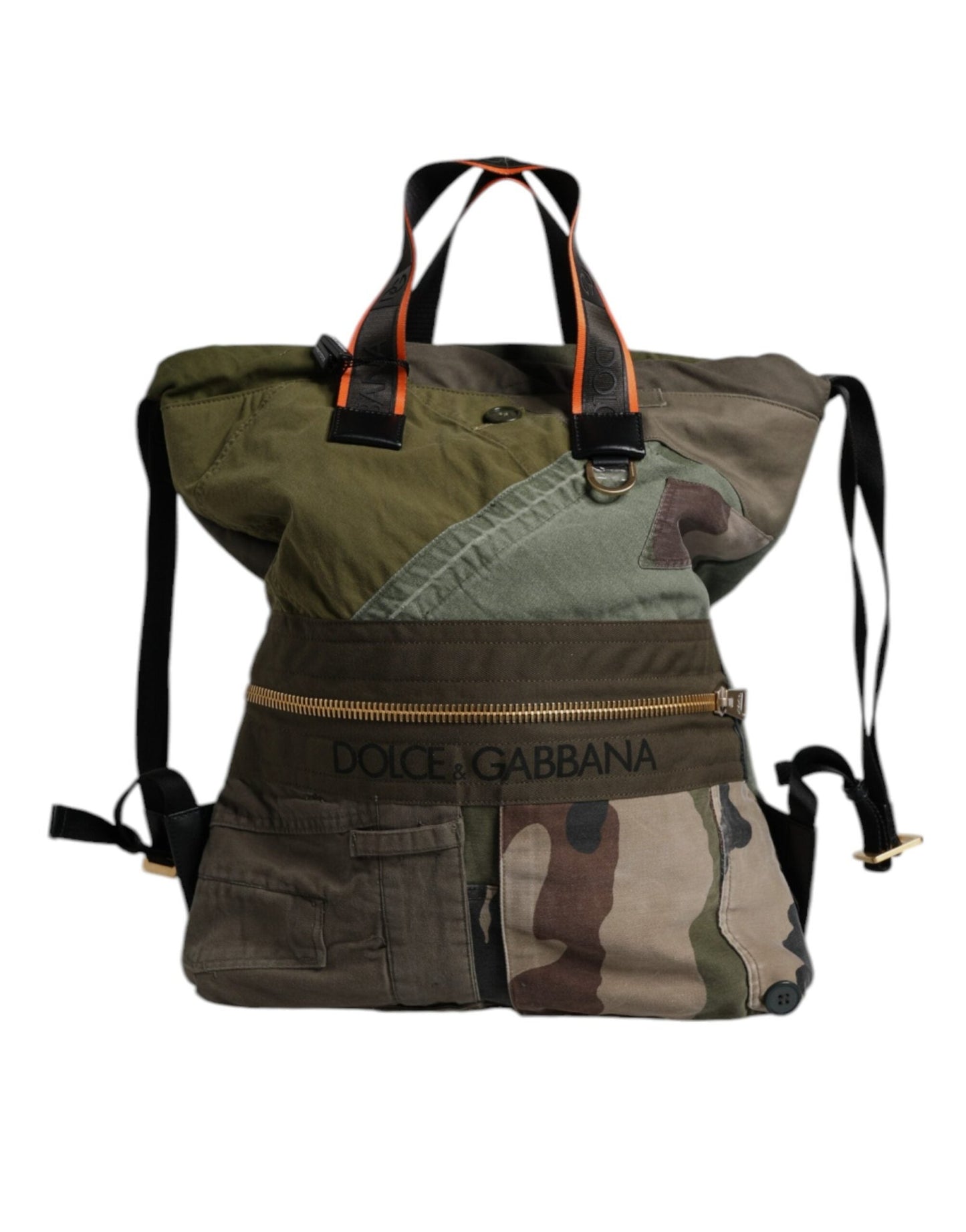 Dolce & Gabbana Military Green Patchwork Rucksack Backpack Bag - Sandy Store ByNet