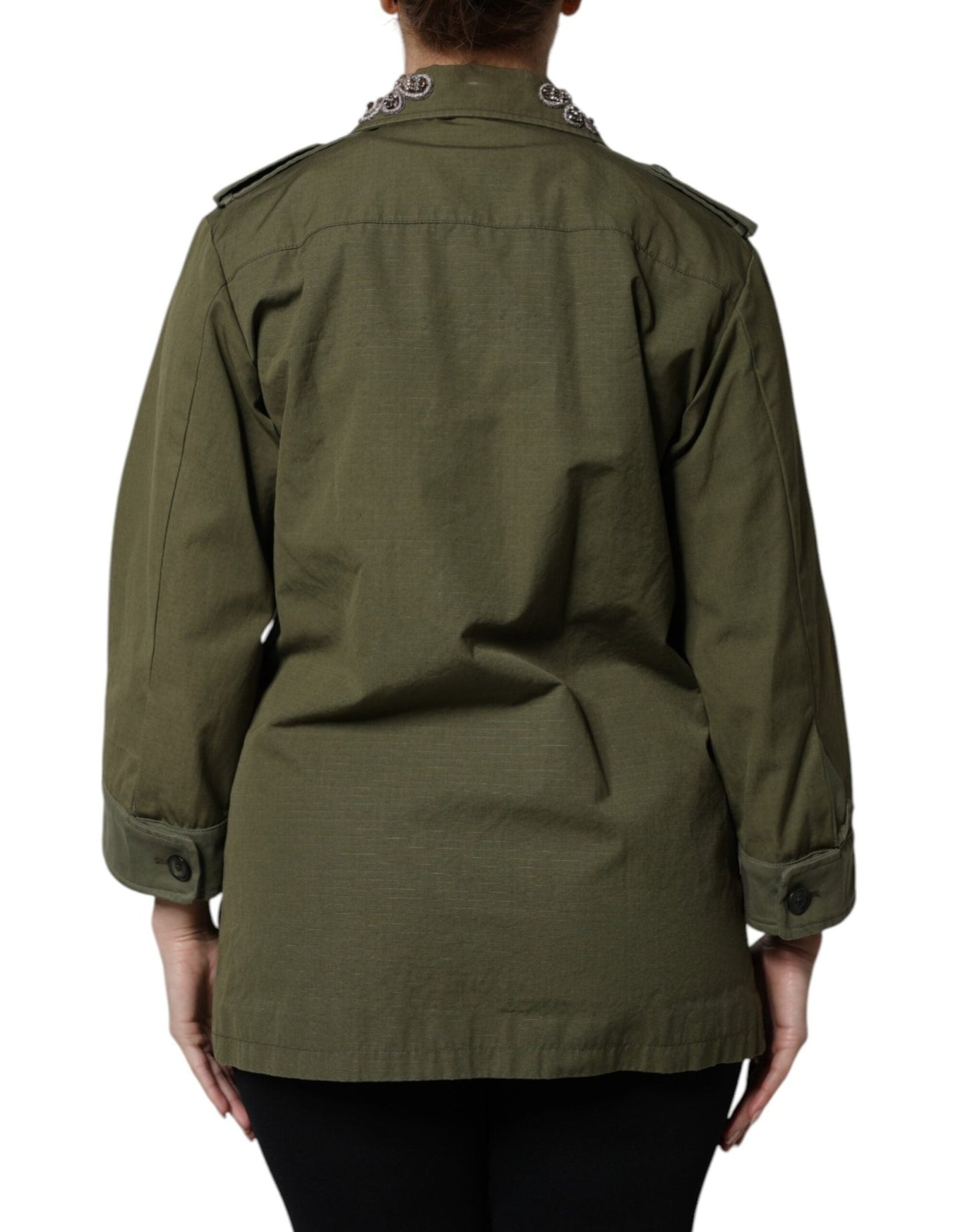 Dolce & Gabbana Military Green Queen Embellished Coat Jacket - Sandy Store ByNet
