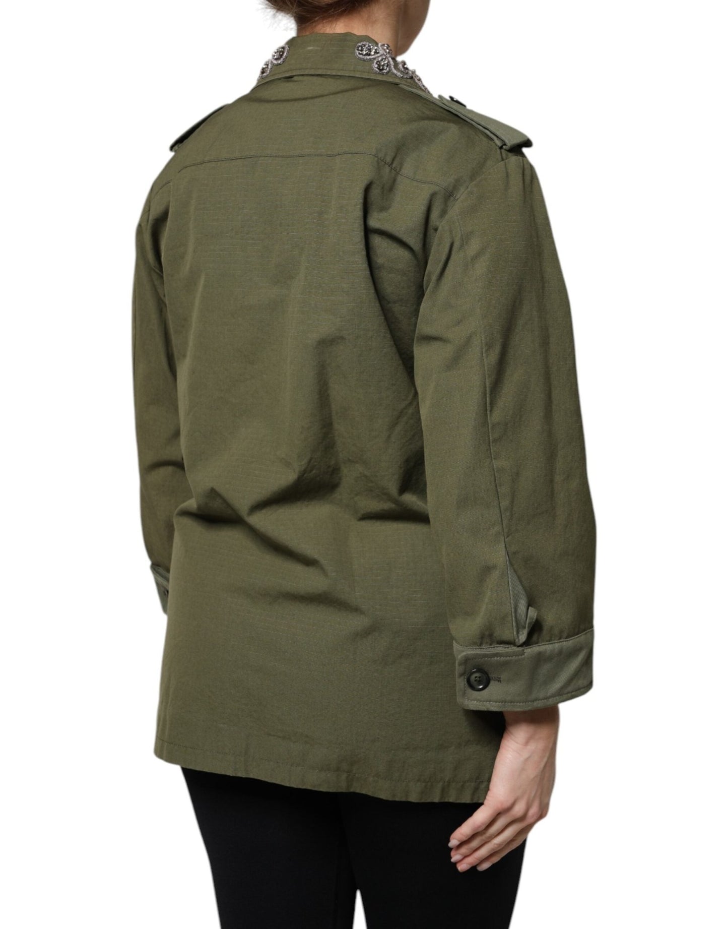 Dolce & Gabbana Military Green Queen Embellished Coat Jacket - Sandy Store ByNet