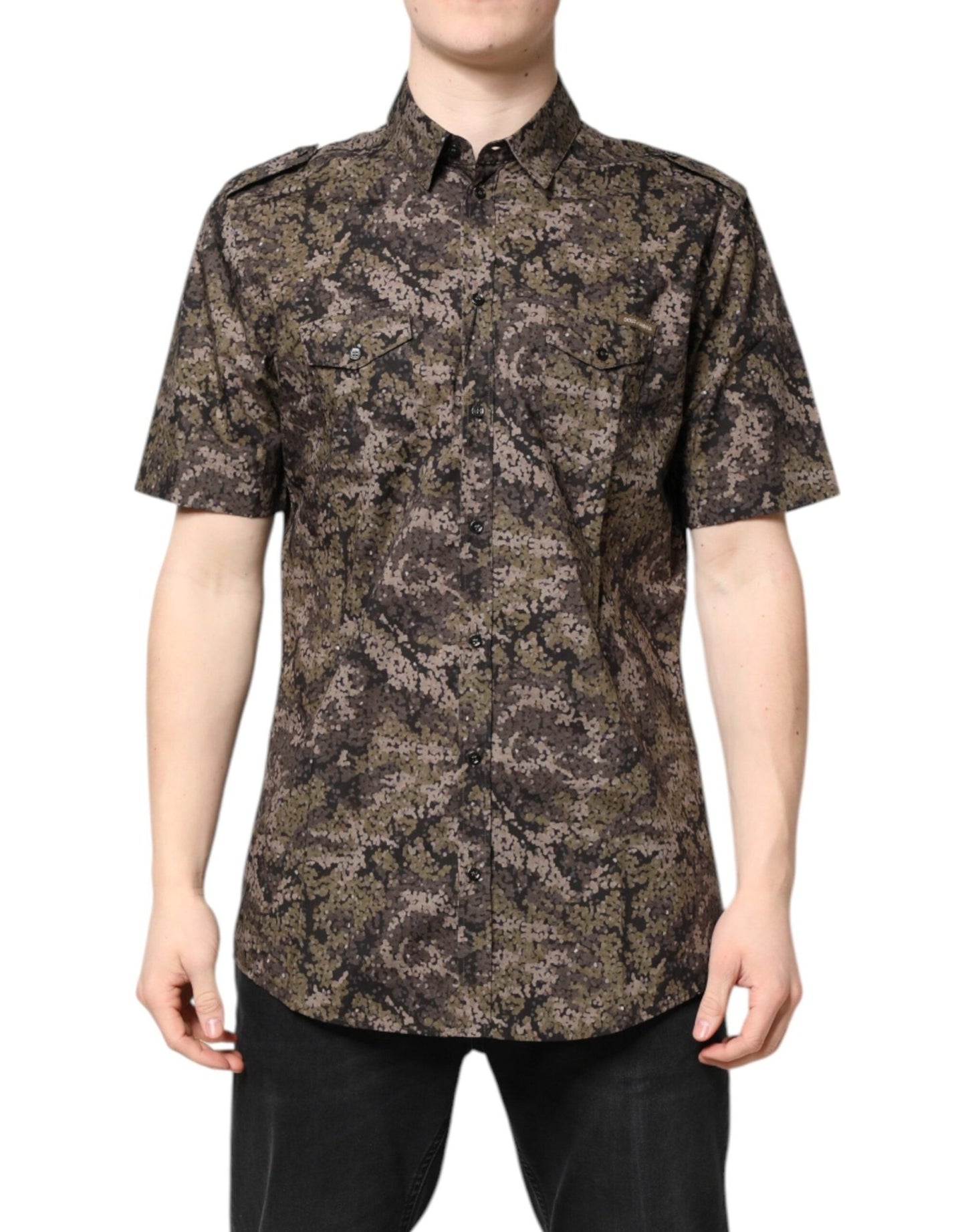 Dolce & Gabbana Multicolor Camouflage Button Down GOLD Shirt – IT37 | XS par Dolce & Gabbana | Disponible sur Sandy Store ByNet