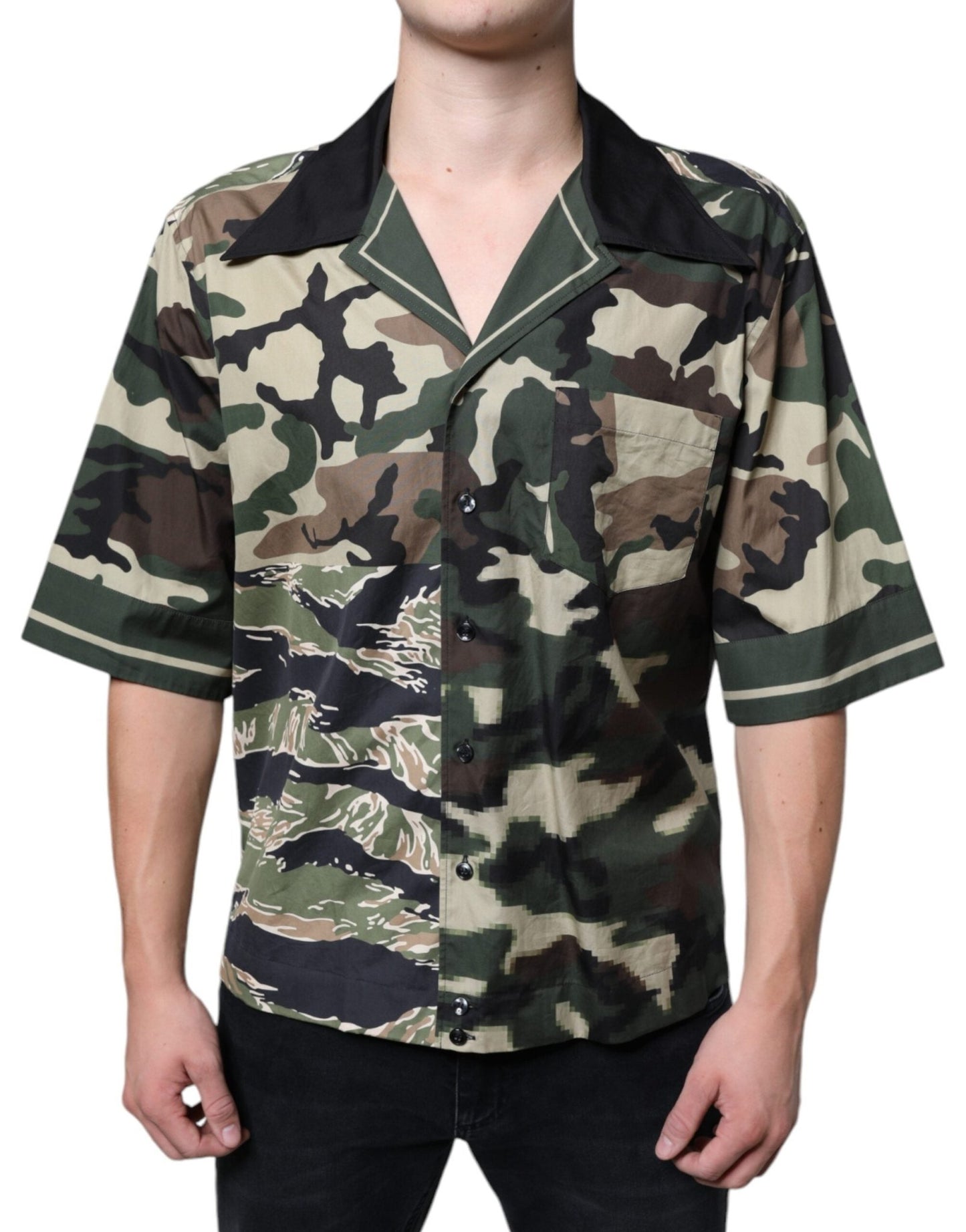 Dolce & Gabbana Multicolor Camouflage Button Down Men Casual Shirt – IT40 | M par Dolce & Gabbana | Disponible sur Sandy Store ByNet