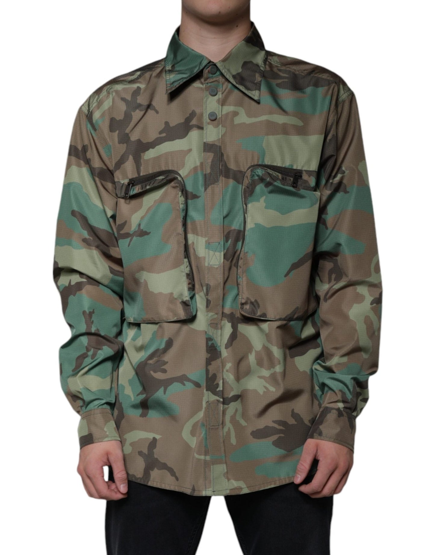 Dolce & Gabbana Multicolor Camouflage Button Down Shirt – IT40 | M par Dolce & Gabbana | Disponible sur Sandy Store ByNet