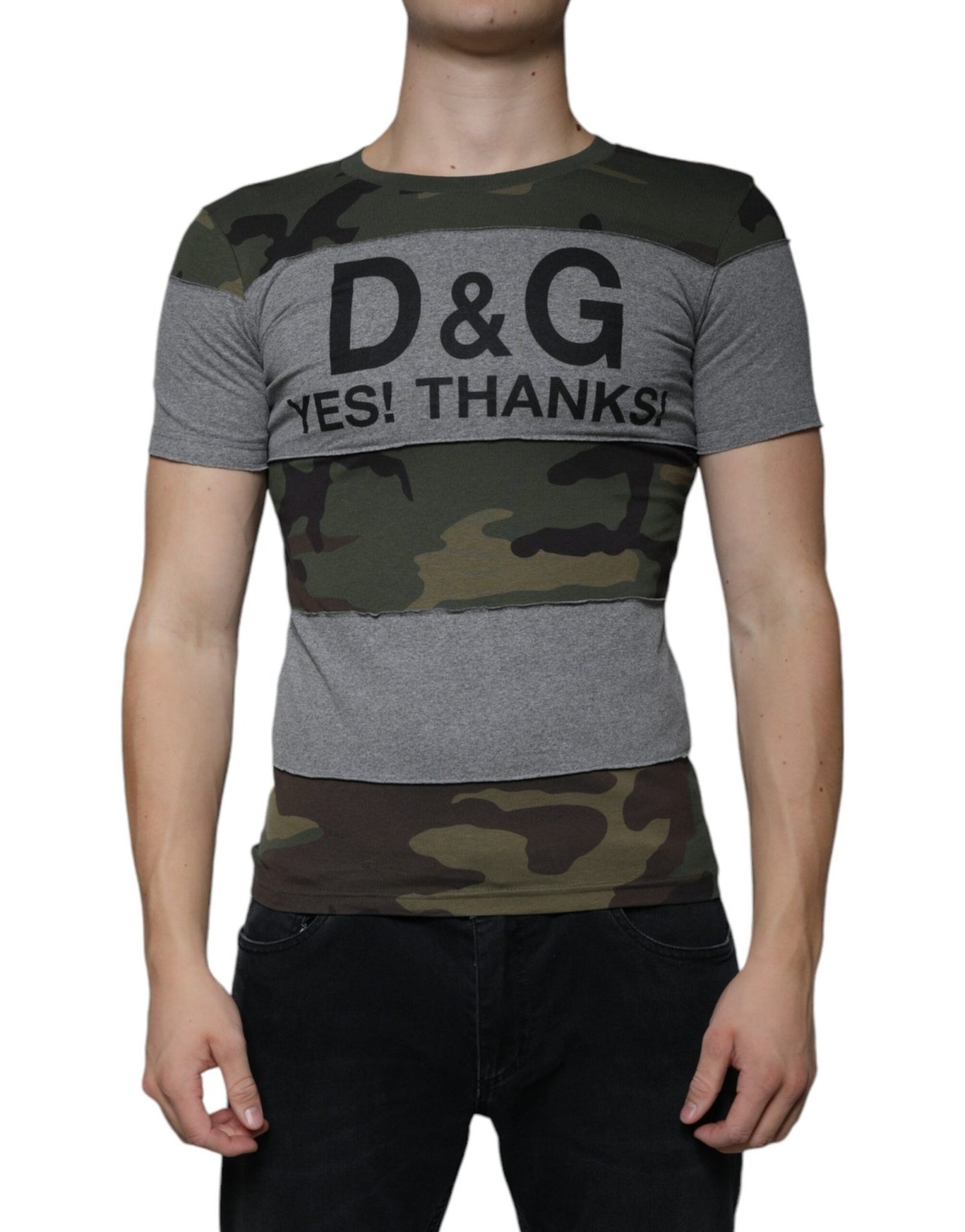 Dolce & Gabbana Multicolor Camouflage Cotton Crew Neck T-shirt – IT44 | XS par Dolce & Gabbana | Disponible sur Sandy Store ByNet