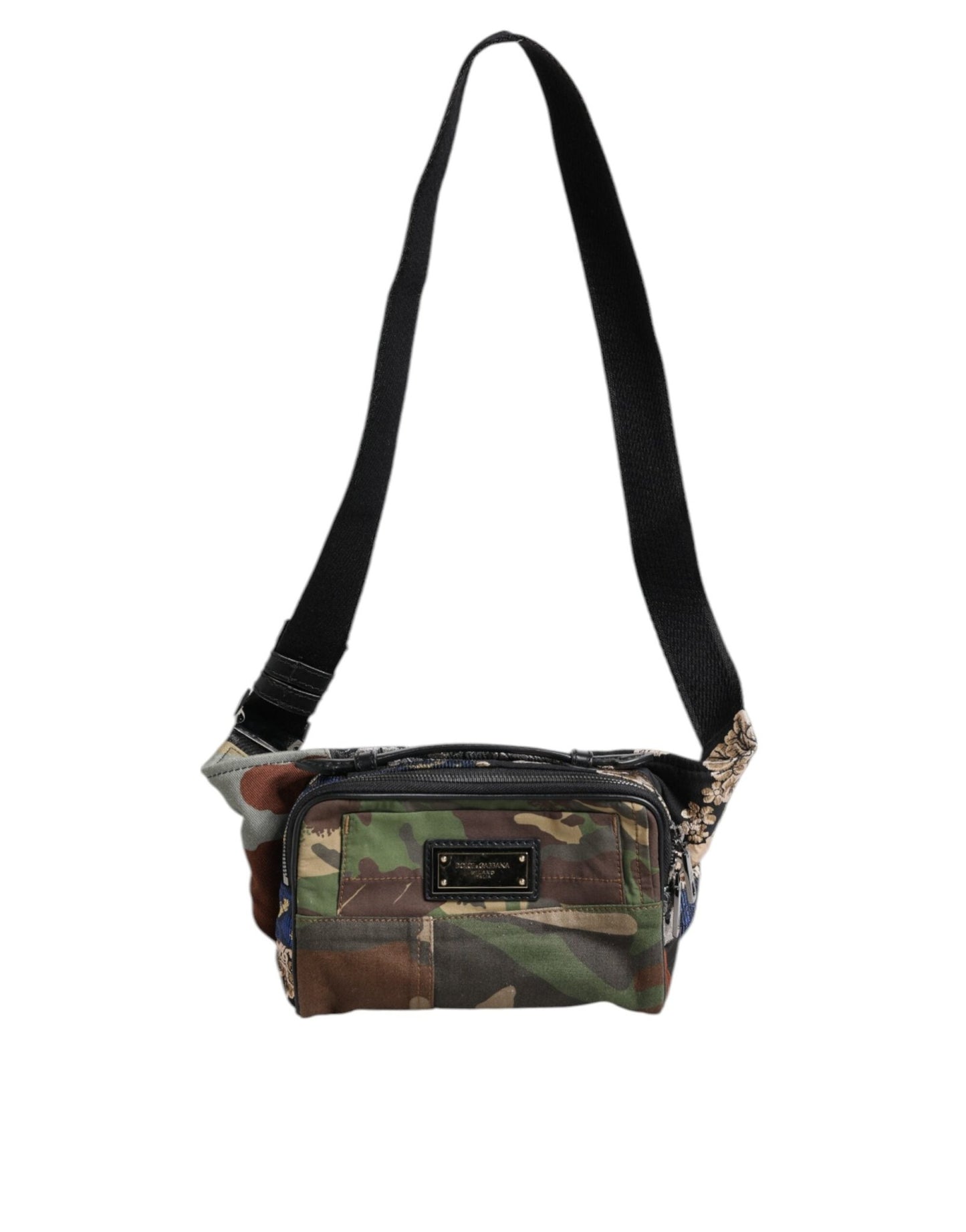 Dolce & Gabbana Multicolor Camouflage Patchwork Logo Waist Fanny Pack Bag - Sandy Store ByNet