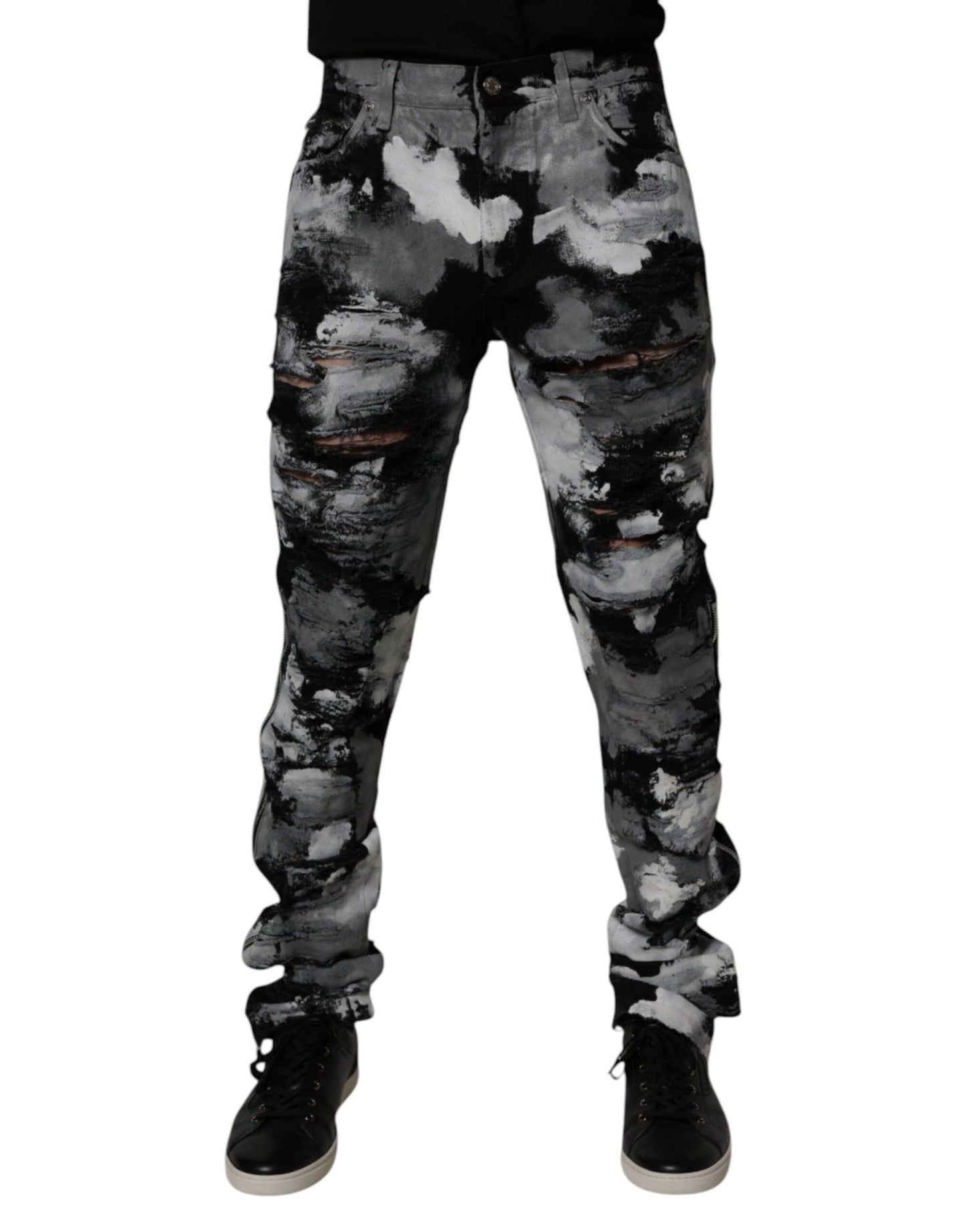 Dolce & Gabbana Multicolor Camouflage Tattered Skinny Denim Jeans – IT48 | M par Dolce & Gabbana | Disponible sur Sandy Store ByNet