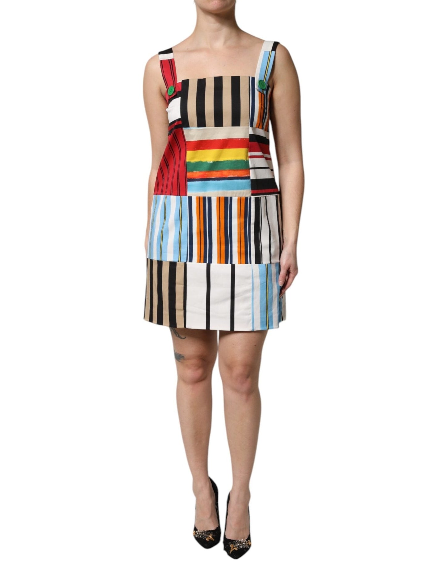 Dolce & Gabbana Multicolor Cotton Stripe Sleeveless Dress - Sandy Store ByNet