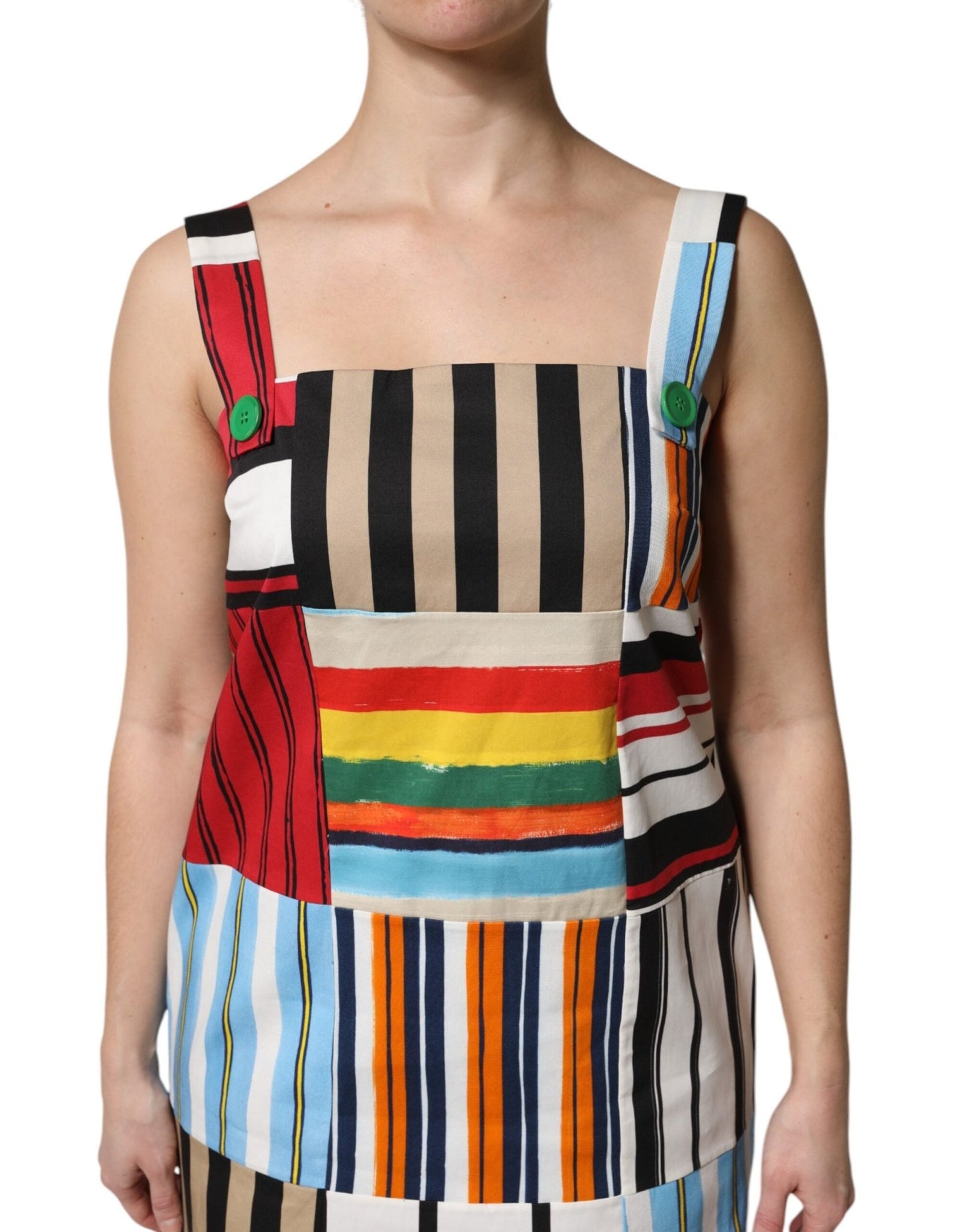Dolce & Gabbana Multicolor Cotton Stripe Sleeveless Dress - Sandy Store ByNet