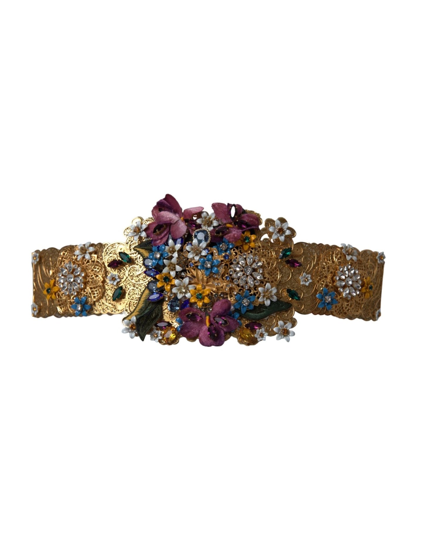 Dolce & Gabbana Multicolor Embellished Floral Crystal Wide Waist Belt – IT42|M par Dolce & Gabbana | Disponible sur Sandy Store ByNet
