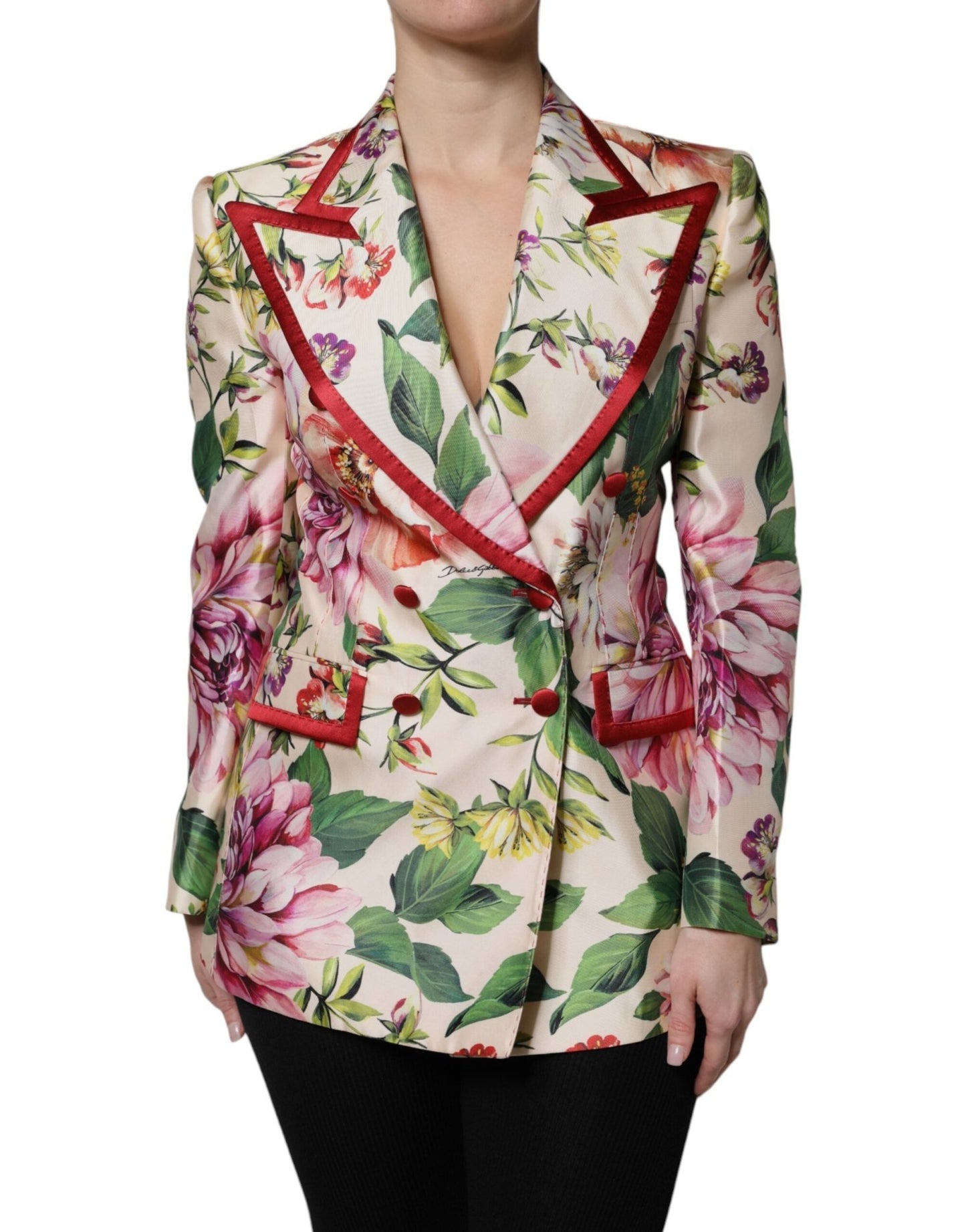 Dolce & Gabbana Multicolor Floral Double Breasted Jacket – IT36|XXS par Dolce & Gabbana | Disponible sur Sandy Store ByNet