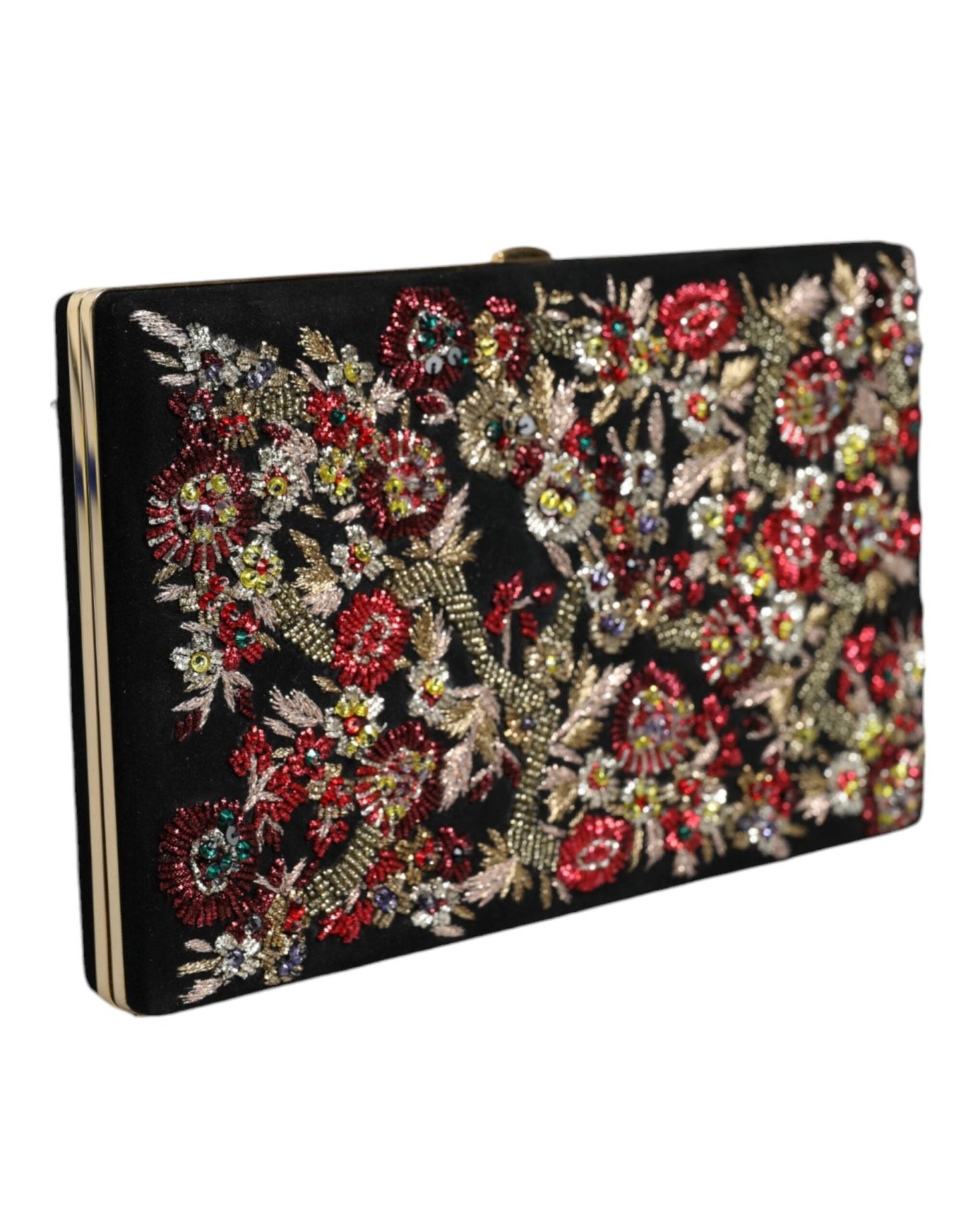 Dolce & Gabbana Multicolor Floral Gold Frame Clutch Evening Purse Bag - Sandy Store ByNet