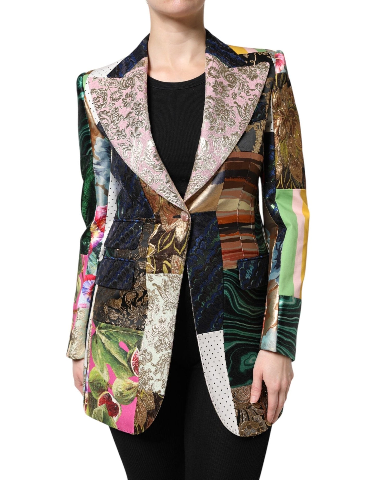 Dolce & Gabbana Multicolor Floral Patchwork Jacquard Jacket – IT36|XXS par Dolce & Gabbana | Disponible sur Sandy Store ByNet