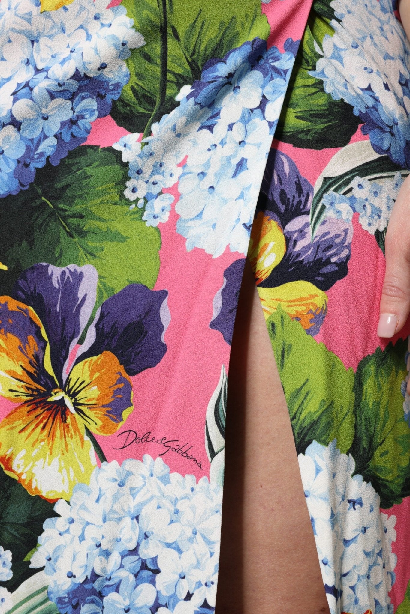 Dolce & Gabbana Multicolor Floral Side Slit Midi Dress - Sandy Store ByNet