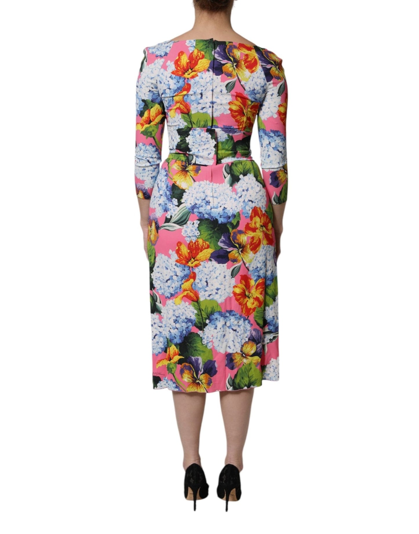 Dolce & Gabbana Multicolor Floral Side Slit Midi Dress - Sandy Store ByNet