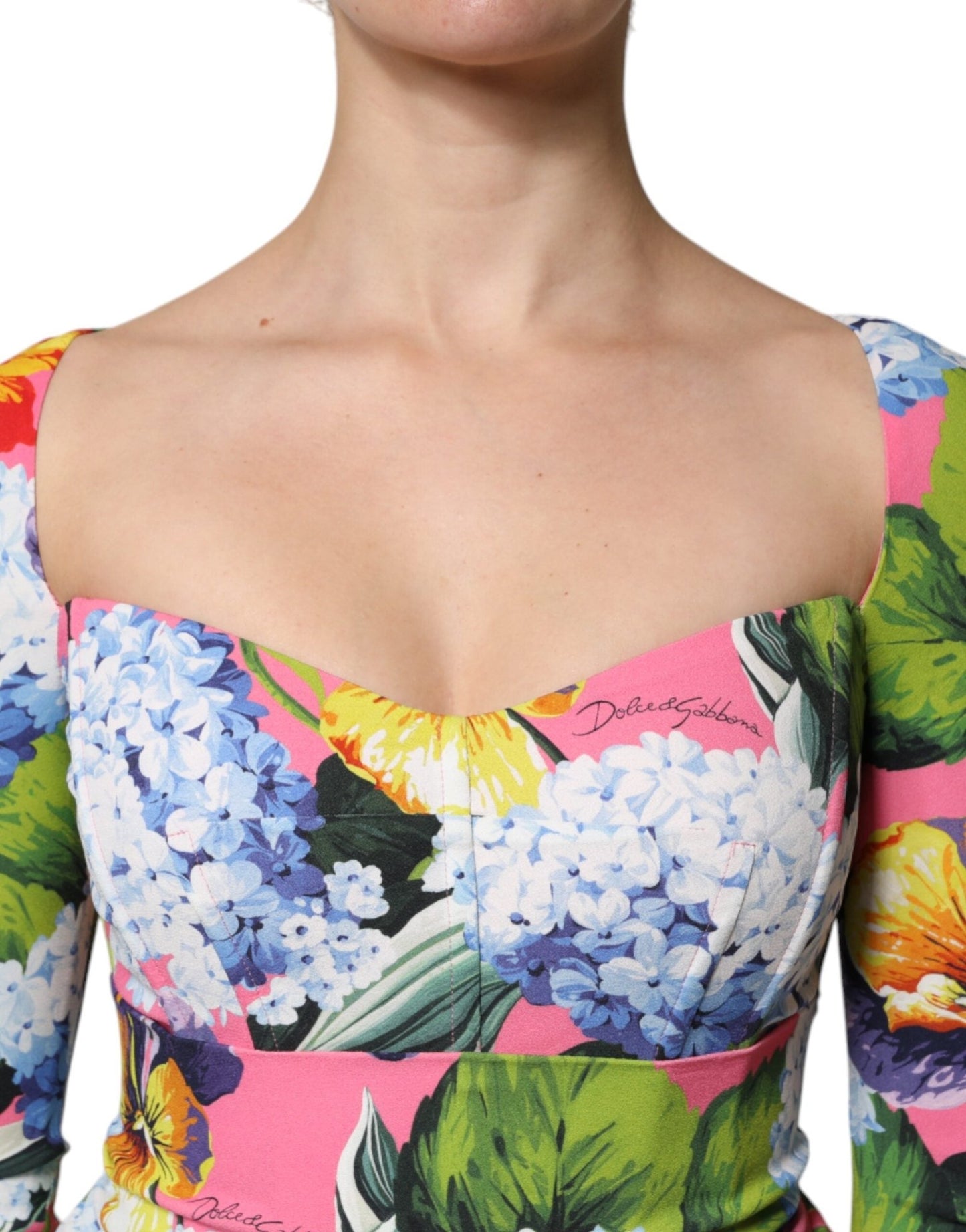 Dolce & Gabbana Multicolor Floral Side Slit Midi Dress - Sandy Store ByNet