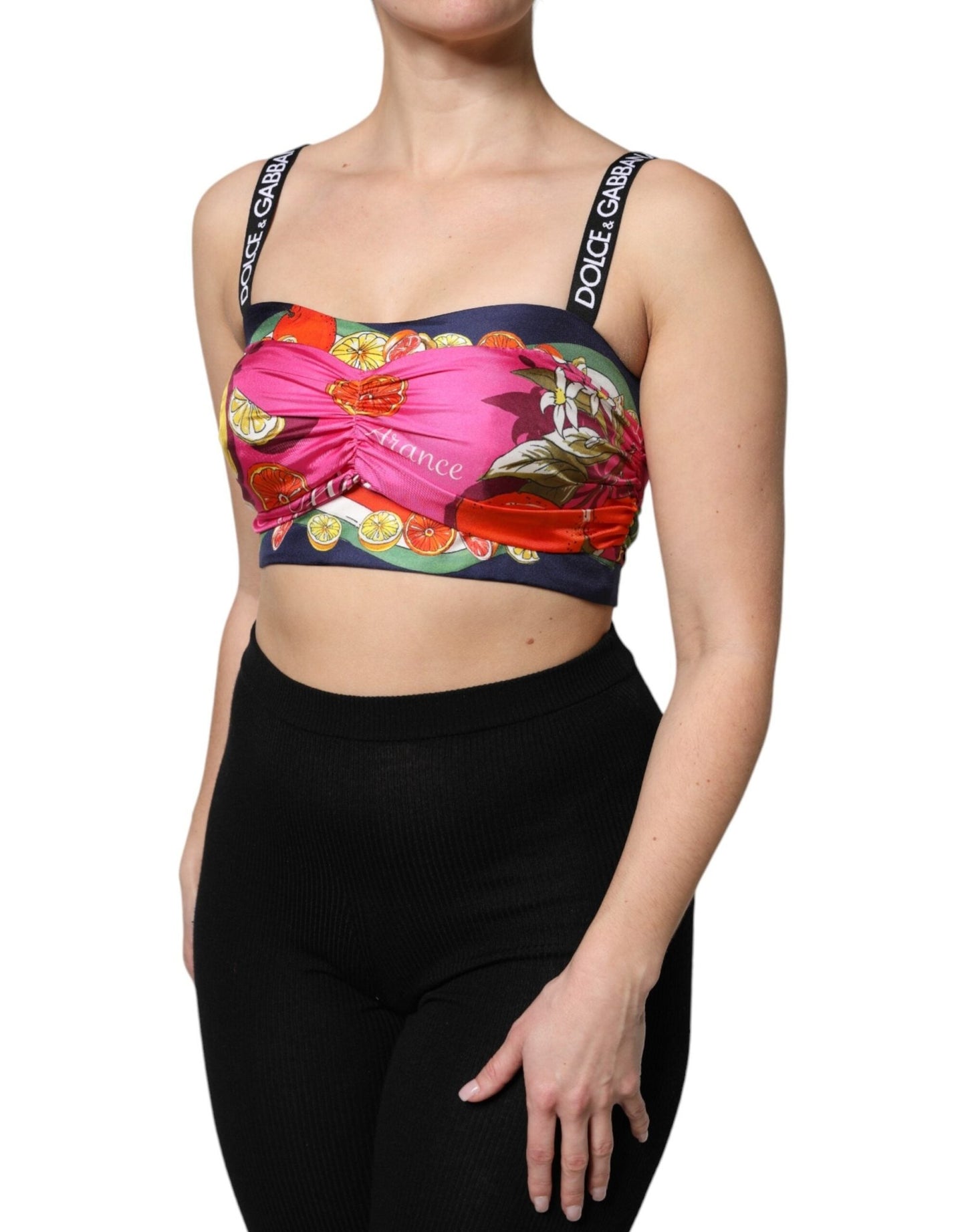 Dolce & Gabbana Multicolor Floral Sleeveless Bustier Cropped Top - Sandy Store ByNet