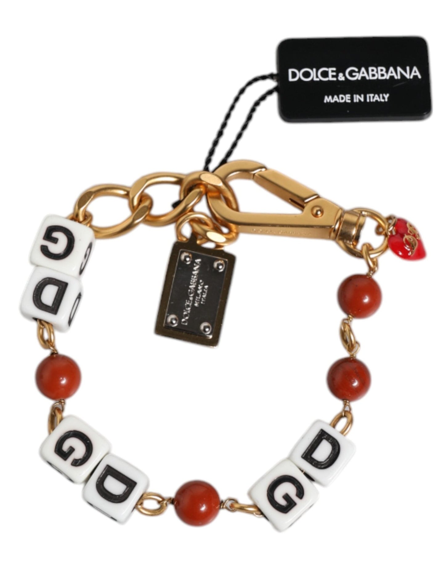 Dolce & Gabbana Multicolor Gold Tone Brass Chain DG Logo Dice Bracelet – par Dolce & Gabbana | Disponible sur Sandy Store ByNet