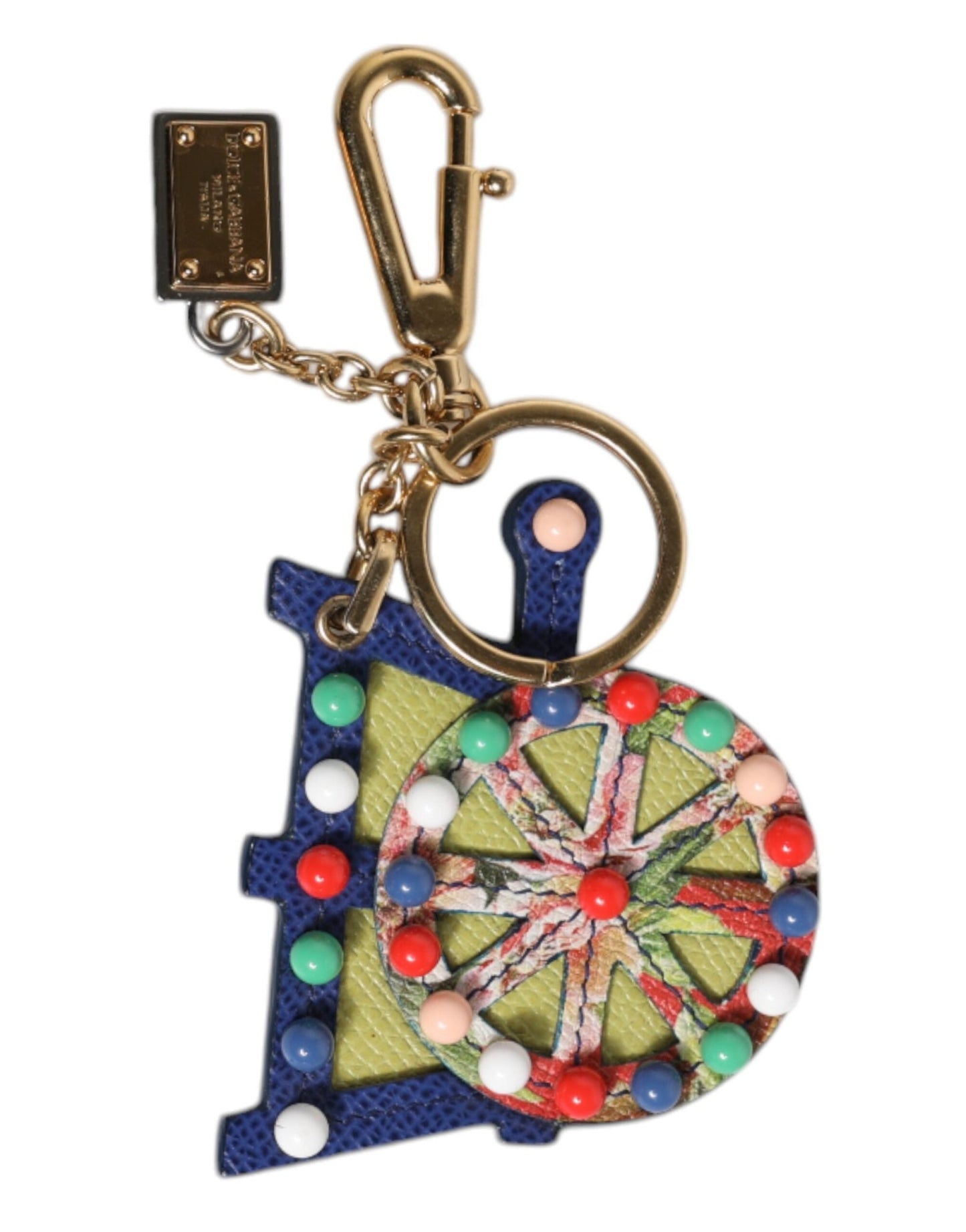Dolce & Gabbana Multicolor Gold Tone Carretto Keychain Keyring – par Dolce & Gabbana | Disponible sur Sandy Store ByNet