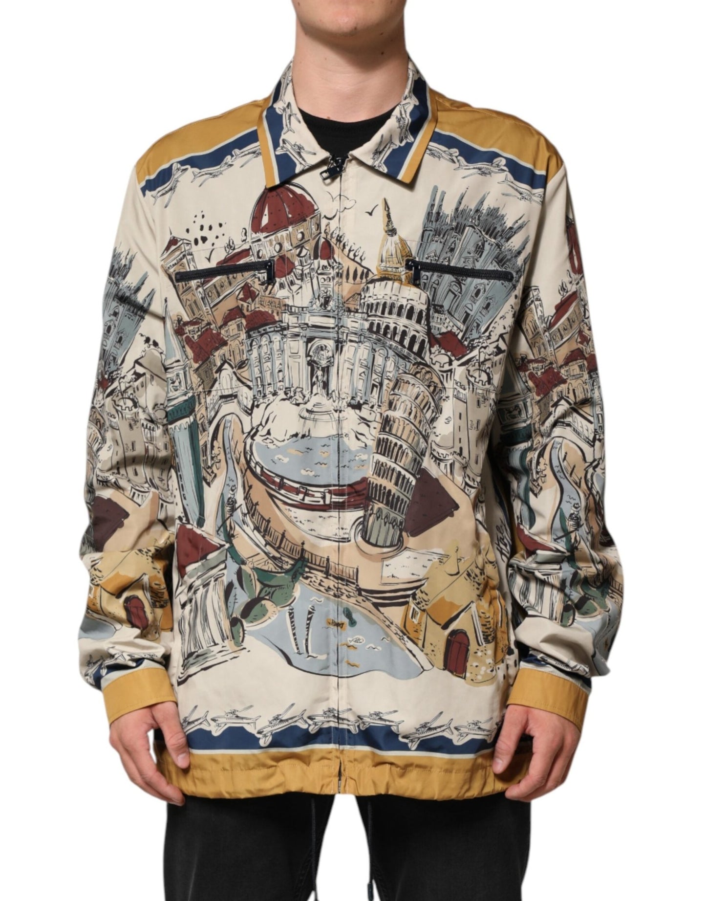 Dolce & Gabbana Multicolor Italian Motif Men Bomber Jacket – IT56 | XXL par Dolce & Gabbana | Disponible sur Sandy Store ByNet