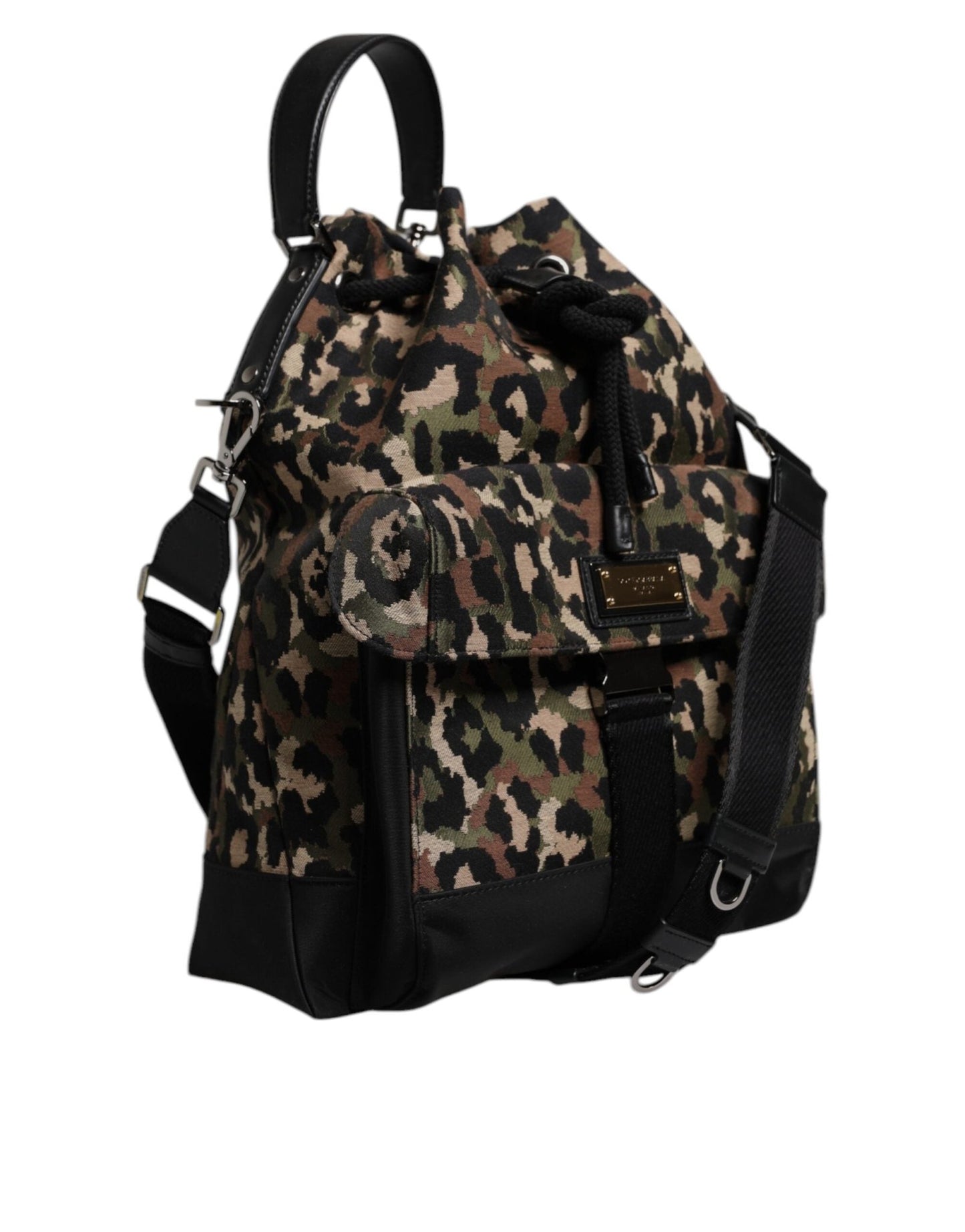 Dolce & Gabbana Multicolor Leopard Cotton Shoulder Bucket Bag - Sandy Store ByNet