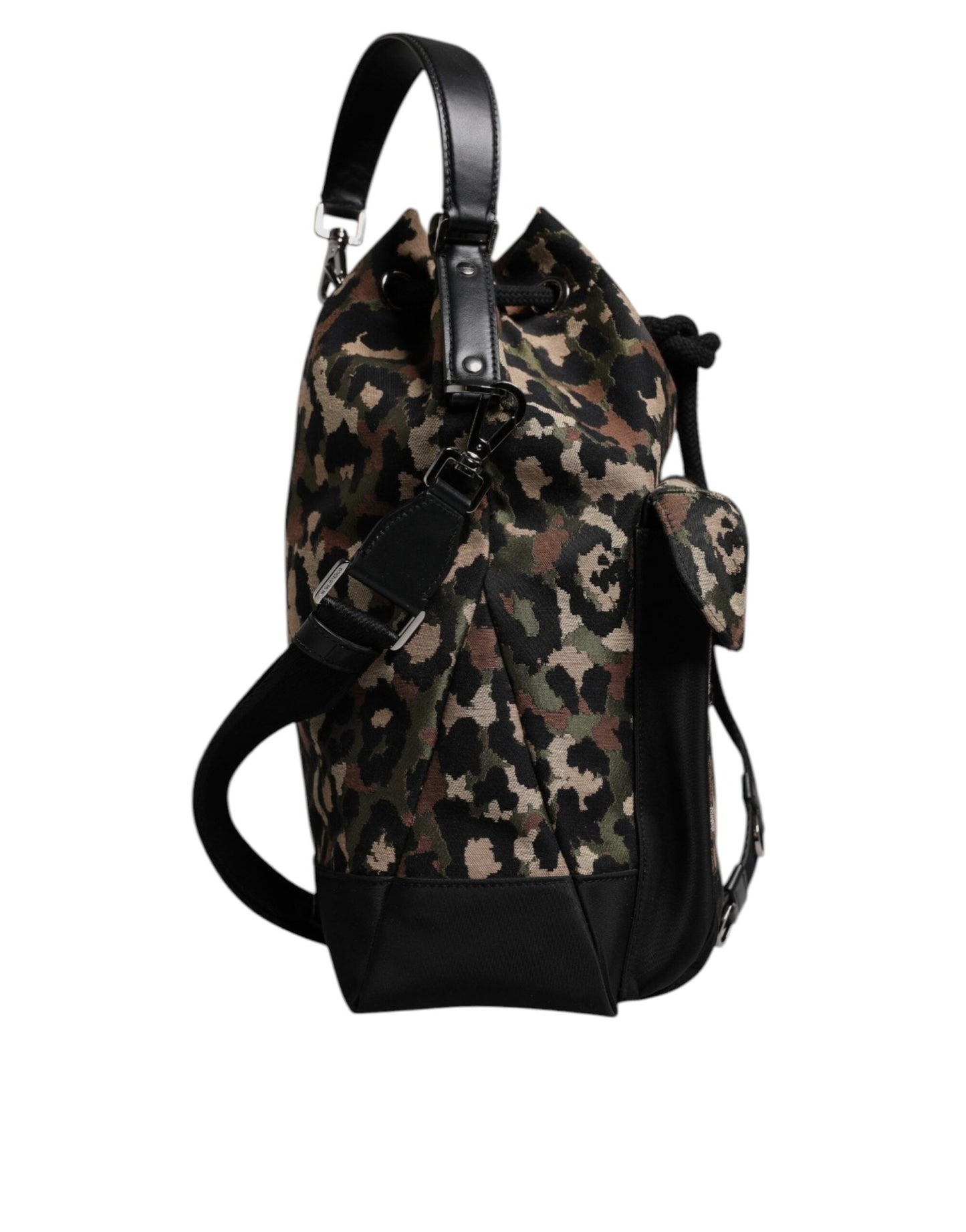 Dolce & Gabbana Multicolor Leopard Cotton Shoulder Bucket Bag - Sandy Store ByNet
