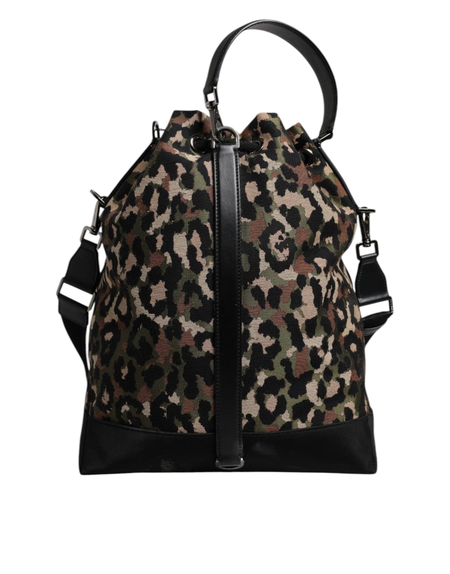 Dolce & Gabbana Multicolor Leopard Cotton Shoulder Bucket Bag - Sandy Store ByNet