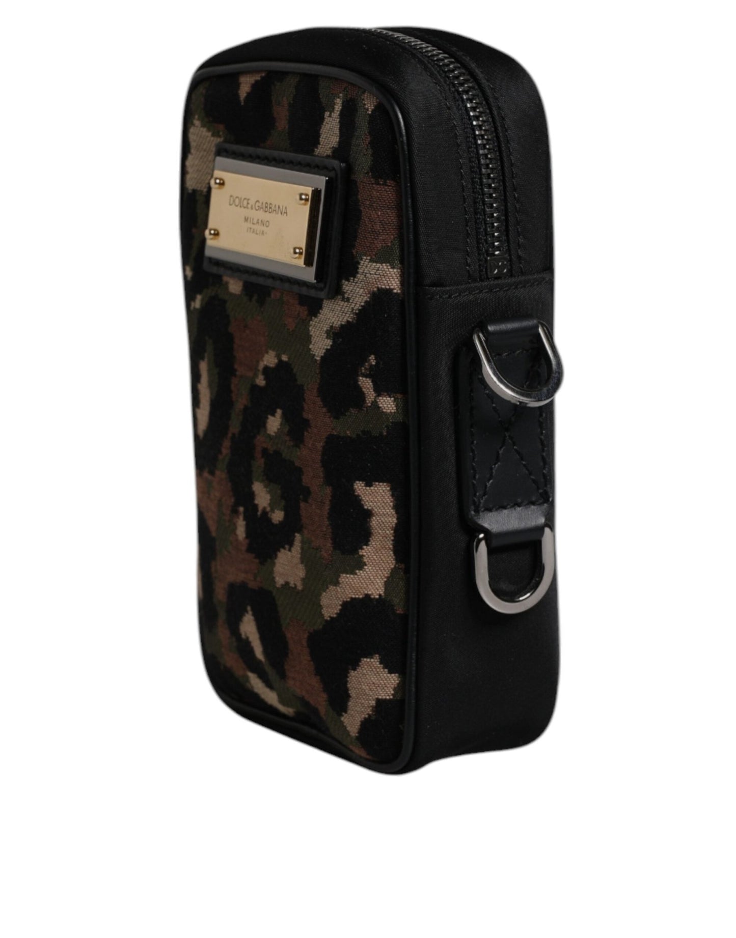 Dolce & Gabbana Multicolor Leopard Jacquard Logo Plaque Neck Strap Bag - Sandy Store ByNet