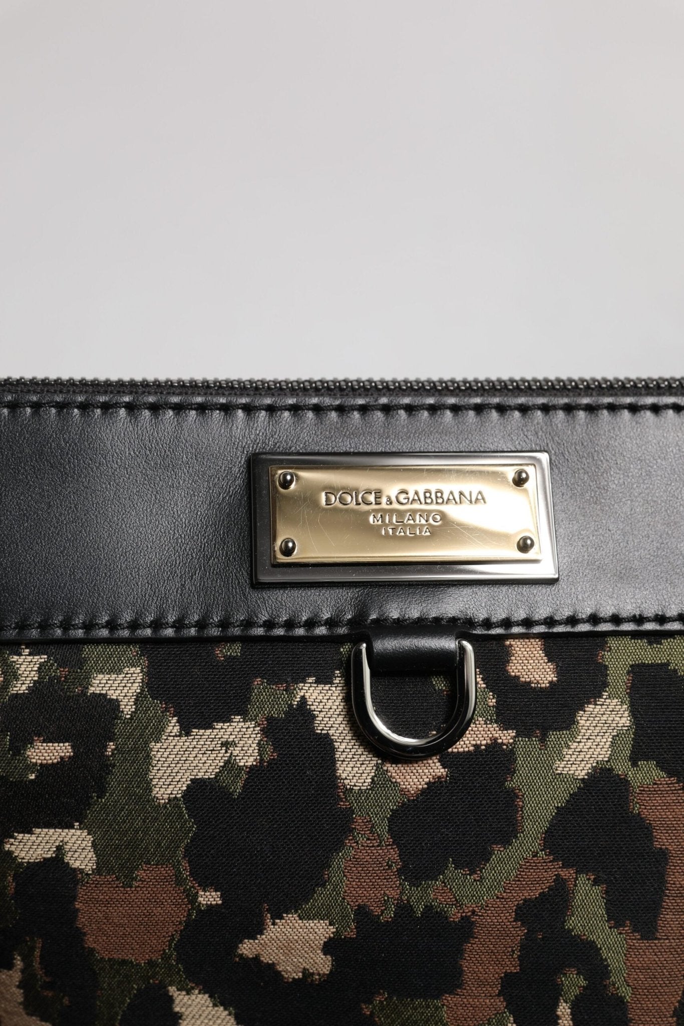 Dolce & Gabbana Multicolor Leopard Jacquard Print Logo Plaque Pouch Bag - Sandy Store ByNet