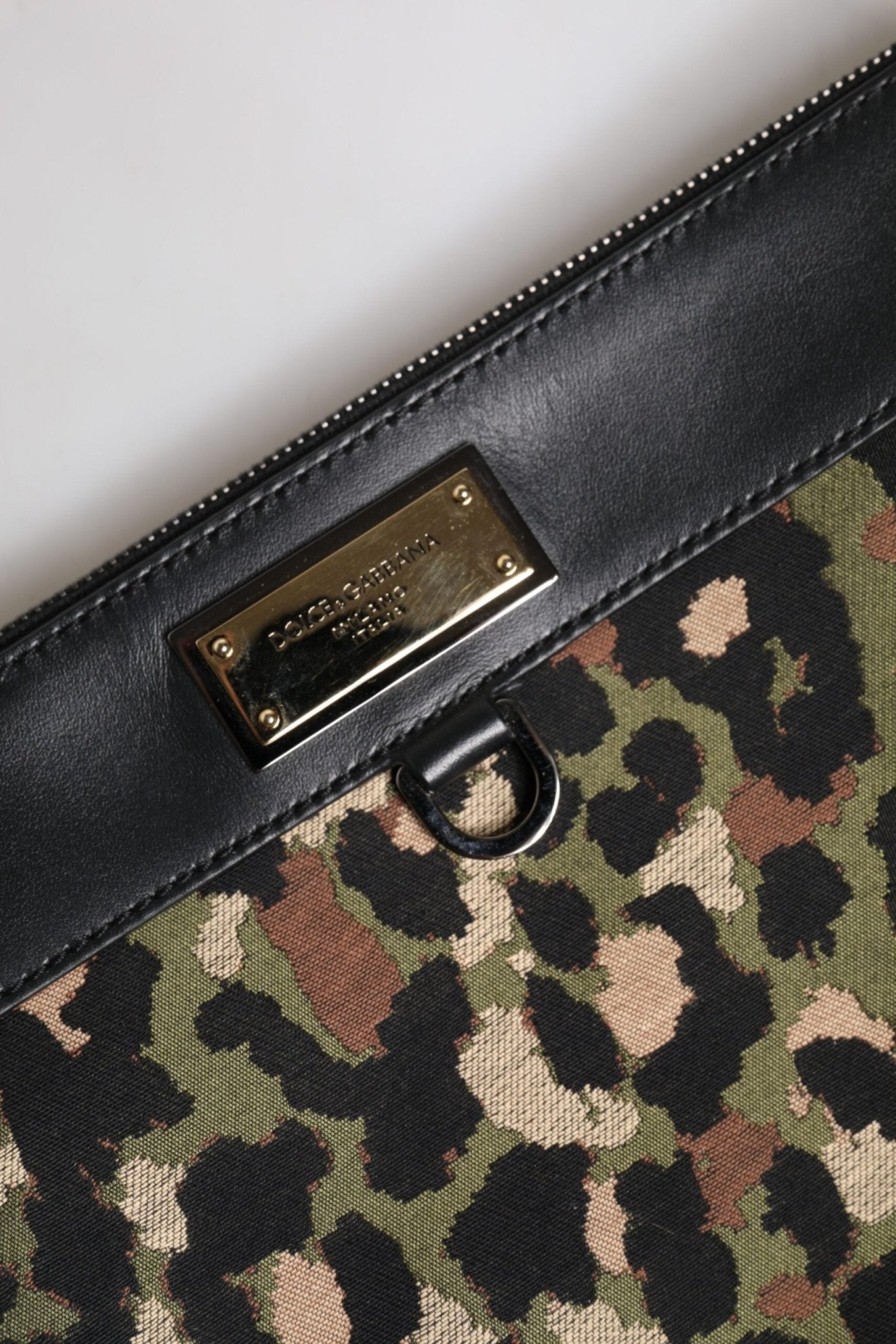 Dolce & Gabbana Multicolor Leopard Jacquard Print Logo Plaque Pouch Bag - Sandy Store ByNet